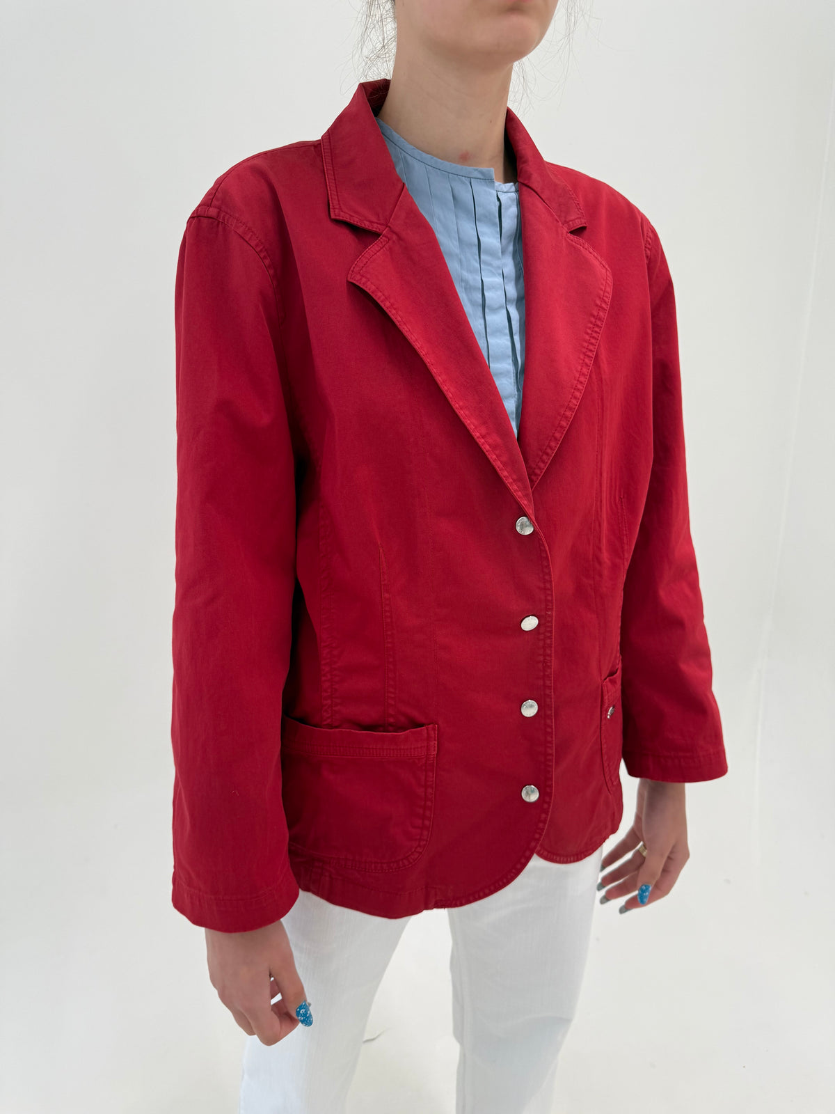 Sacou de brand vintage italian luxury Krizia din drill de bumbac merlot red