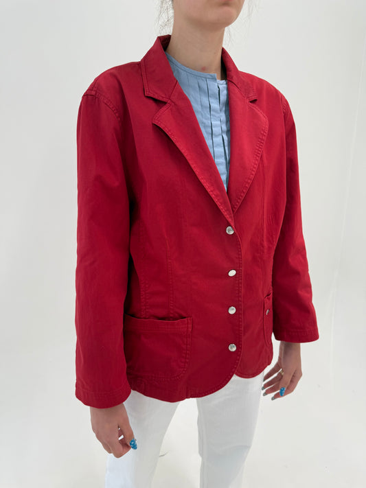 Sacou de brand vintage italian luxury Krizia din drill de bumbac merlot red