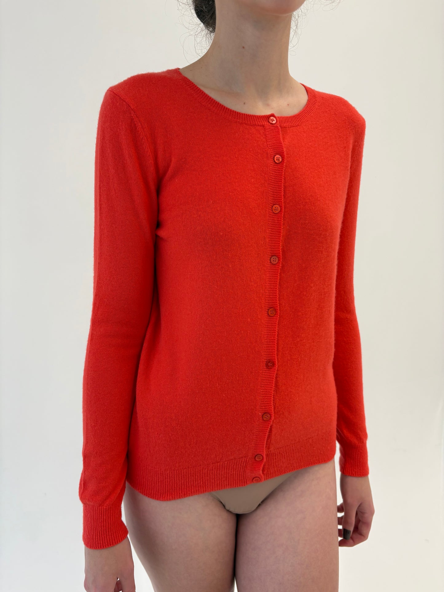 Cardigan electric orange din mix de cașmir de gramaj mare