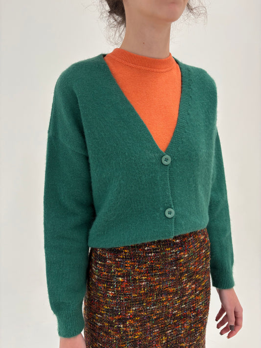 Cardigan vintage gros din lana extrafina de gramaj mare