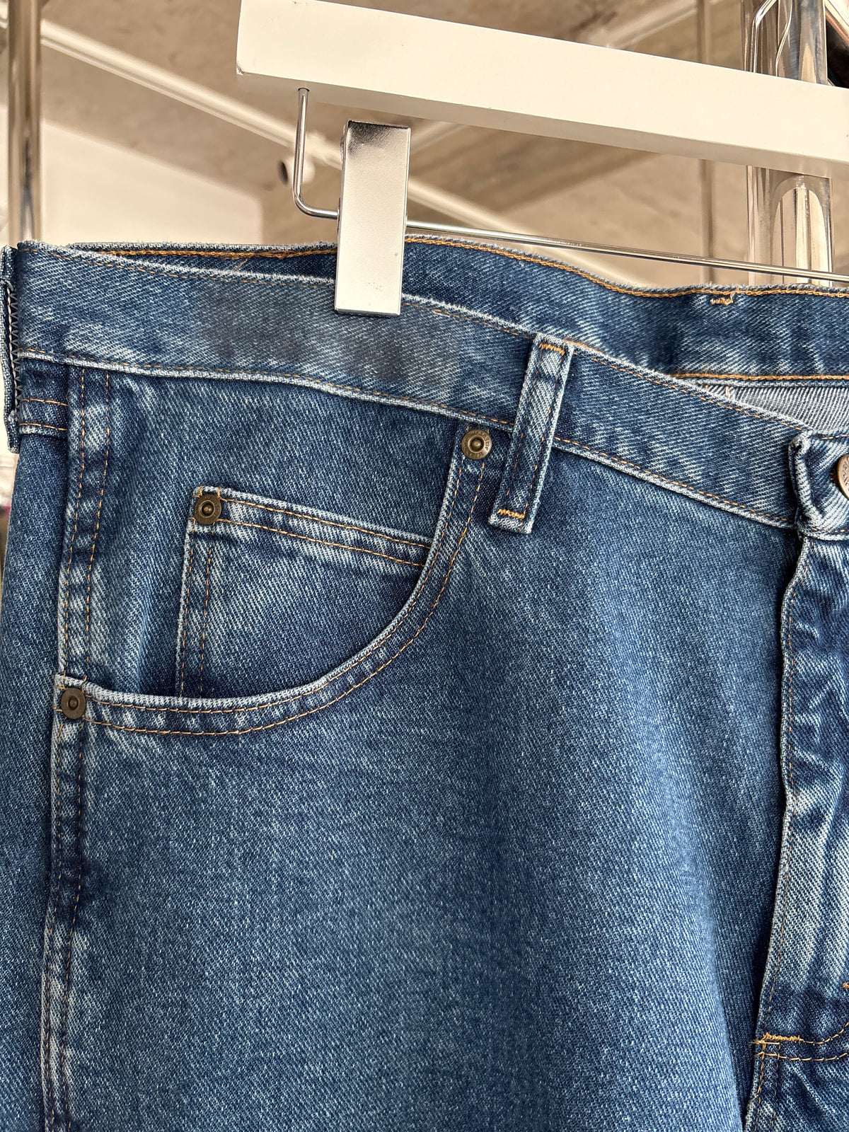 Jeans vintage indigo wash plus size straight leg din bumbac gros