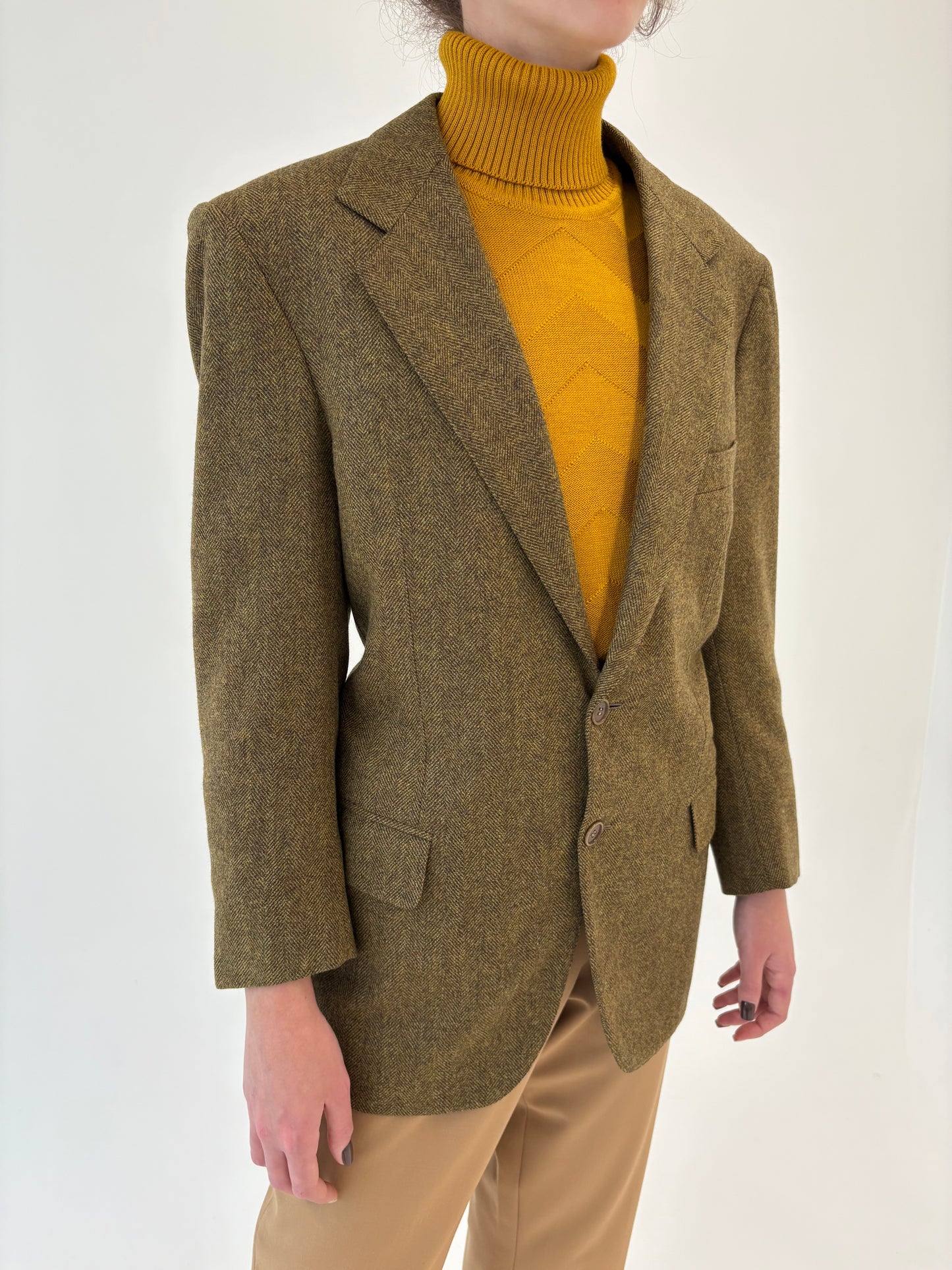 Sacou petite ultra luxury chevron Alta Moda din stofă Savile Row London