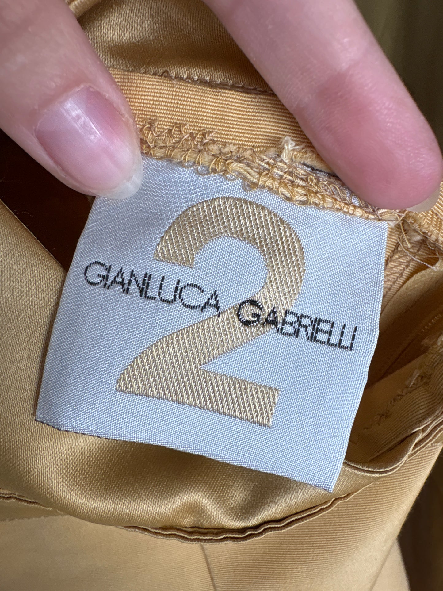 Rochie italiană de brand luxury camel si light gold excepțională cu spate gol