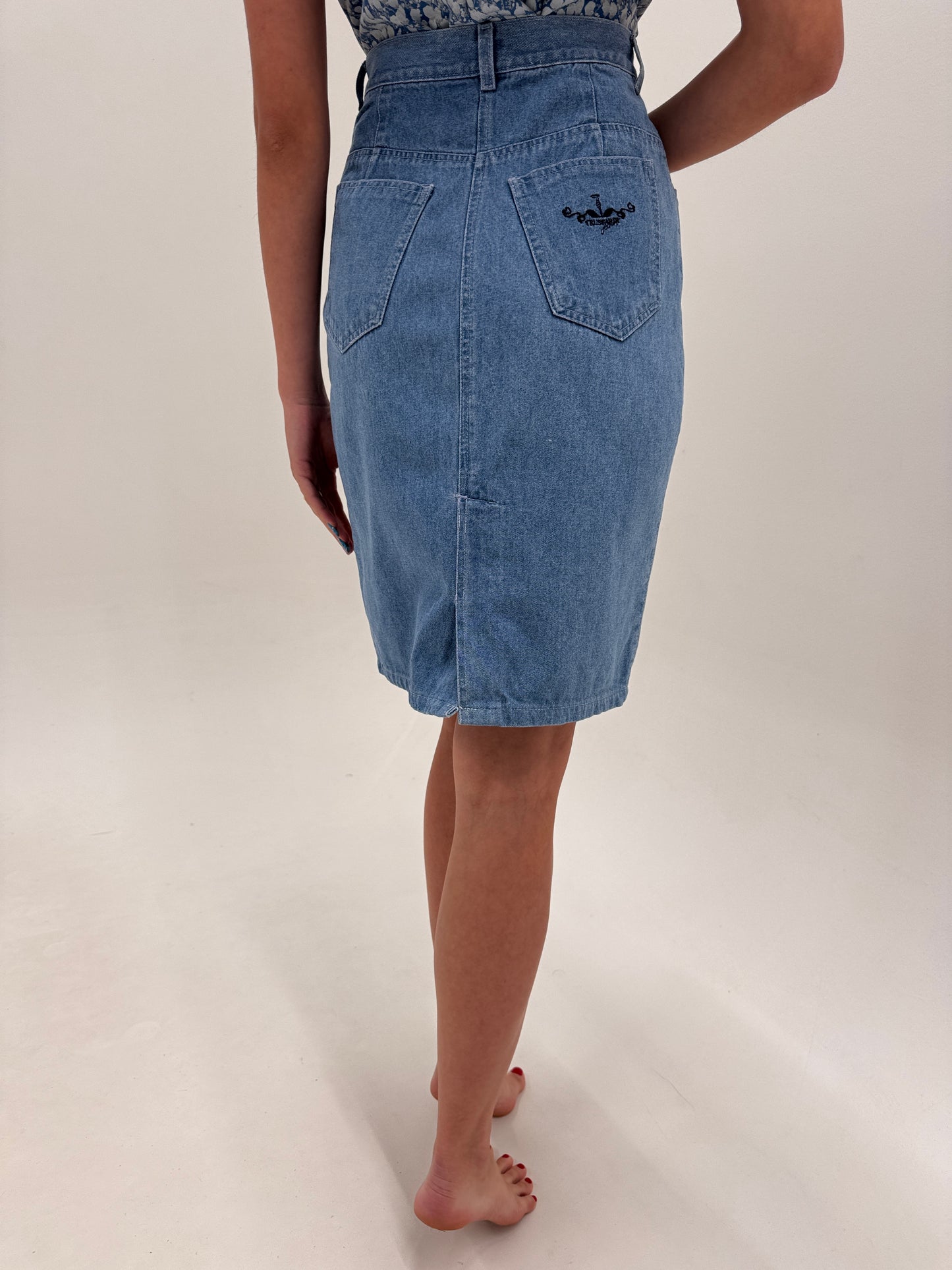 Fustă luxury Trussardi din jeans cu talie ultra înaltă