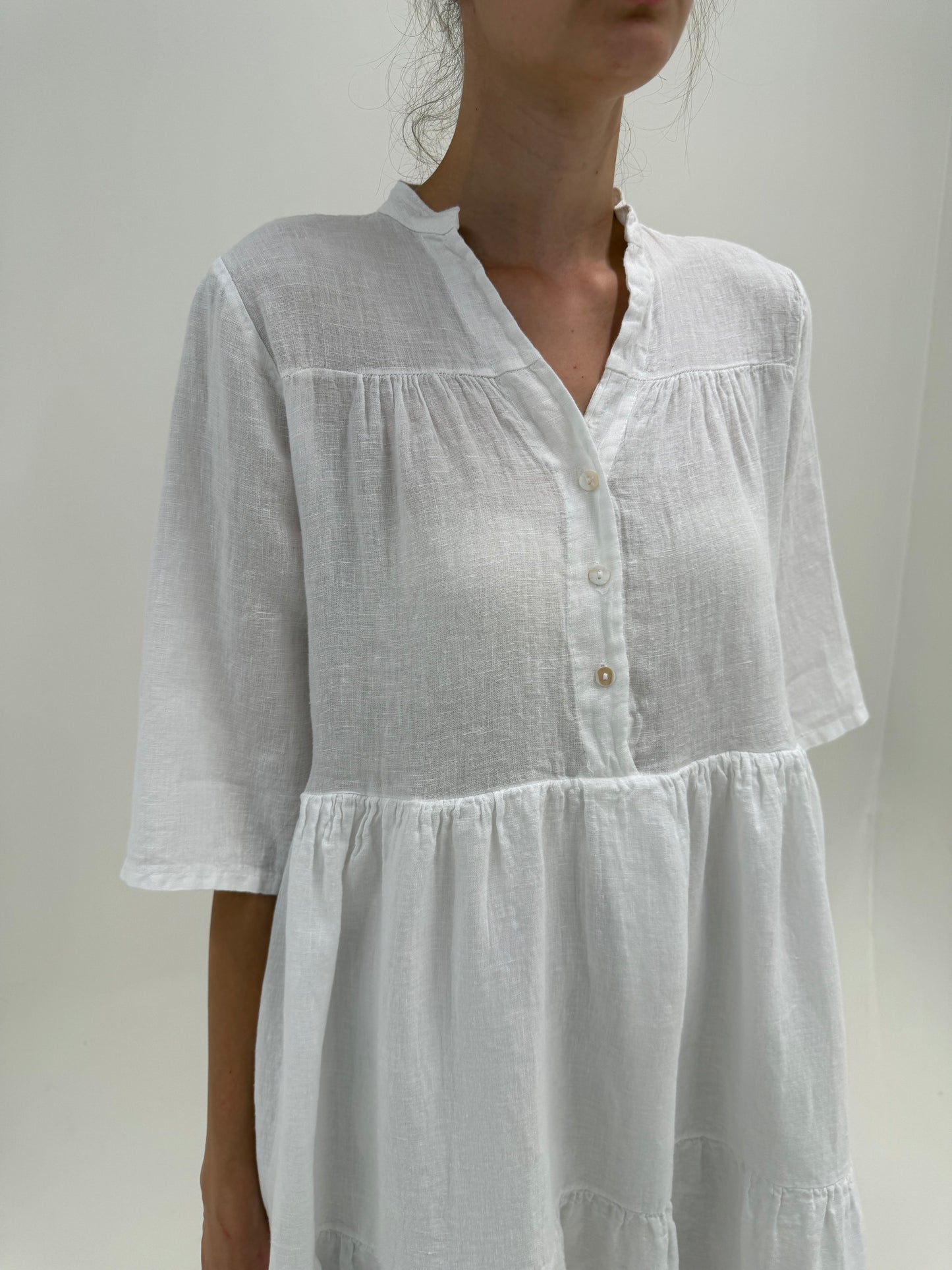 Rochie italiană în croi lejer din in premium căptușită tot cu in fin