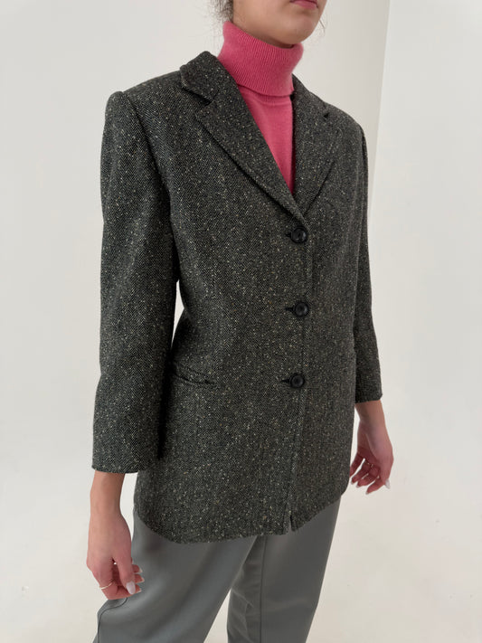 Sacou petite în croi ușor cambrat din stofă melanj de lana și cupro în culori superbe