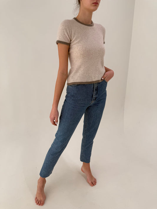 Jeans vintage premium classic wash cu talie ultra înaltă