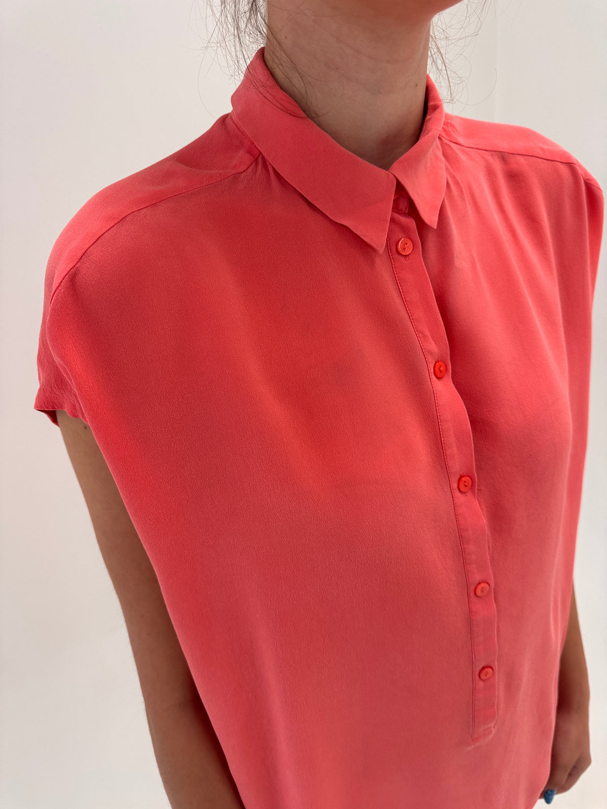 Cămașa Max&Co by Max Mara salmon pink din mătase naturală în croi lejer