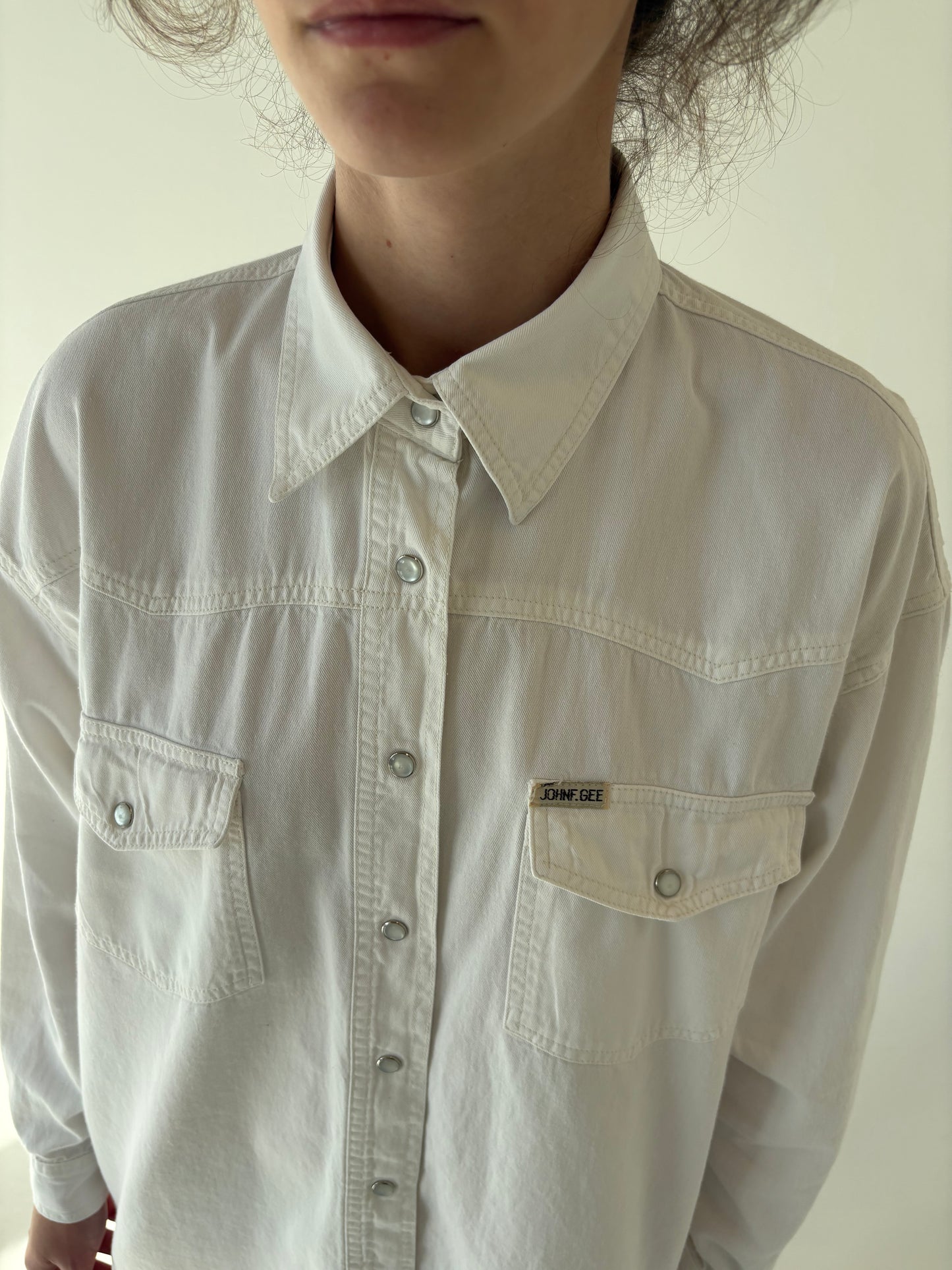 Cămașa vintage petite din jeans moale de bumbac