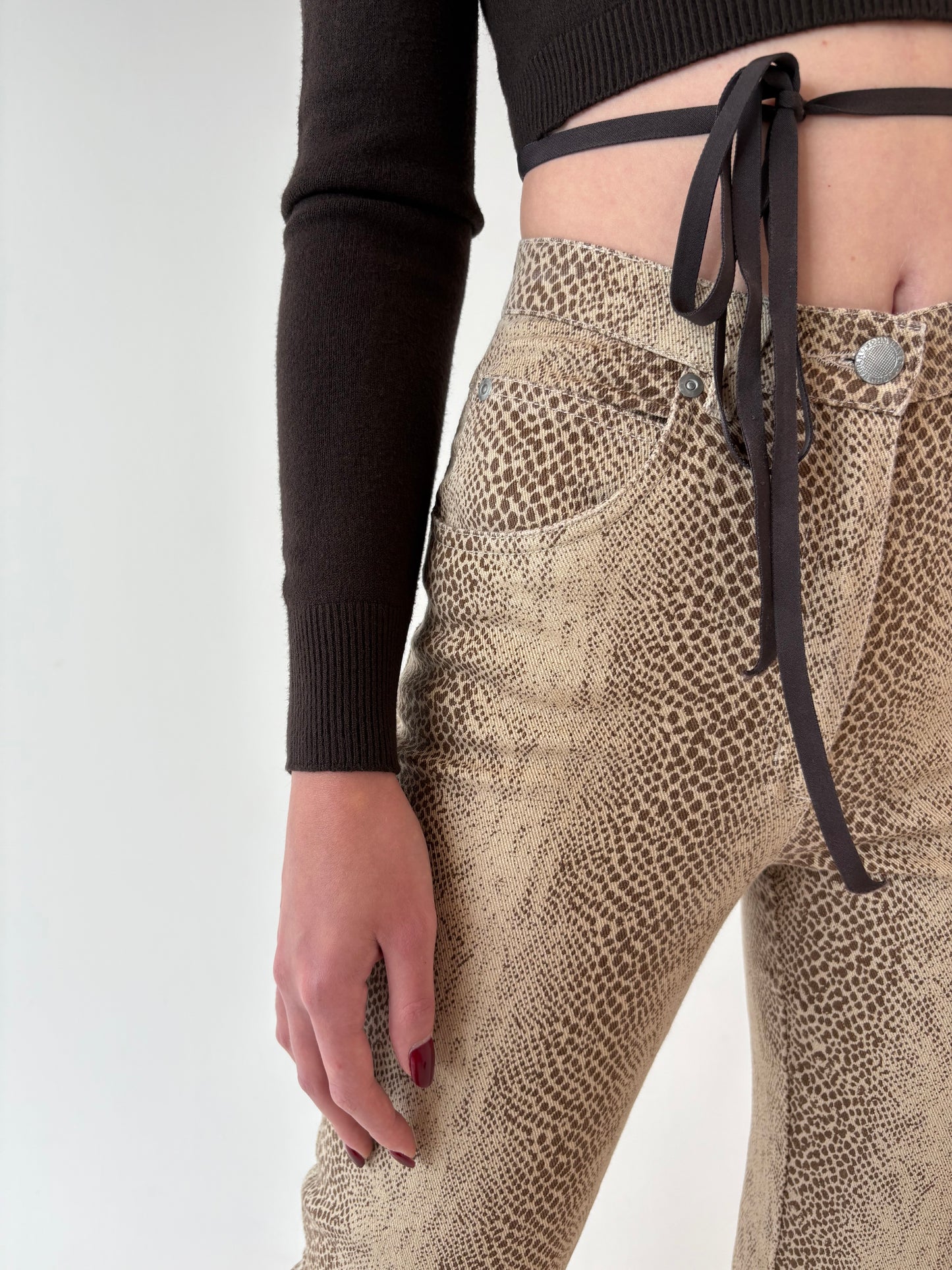Jeans vintage Camel snake print ultra modelatori cu talie înaltă