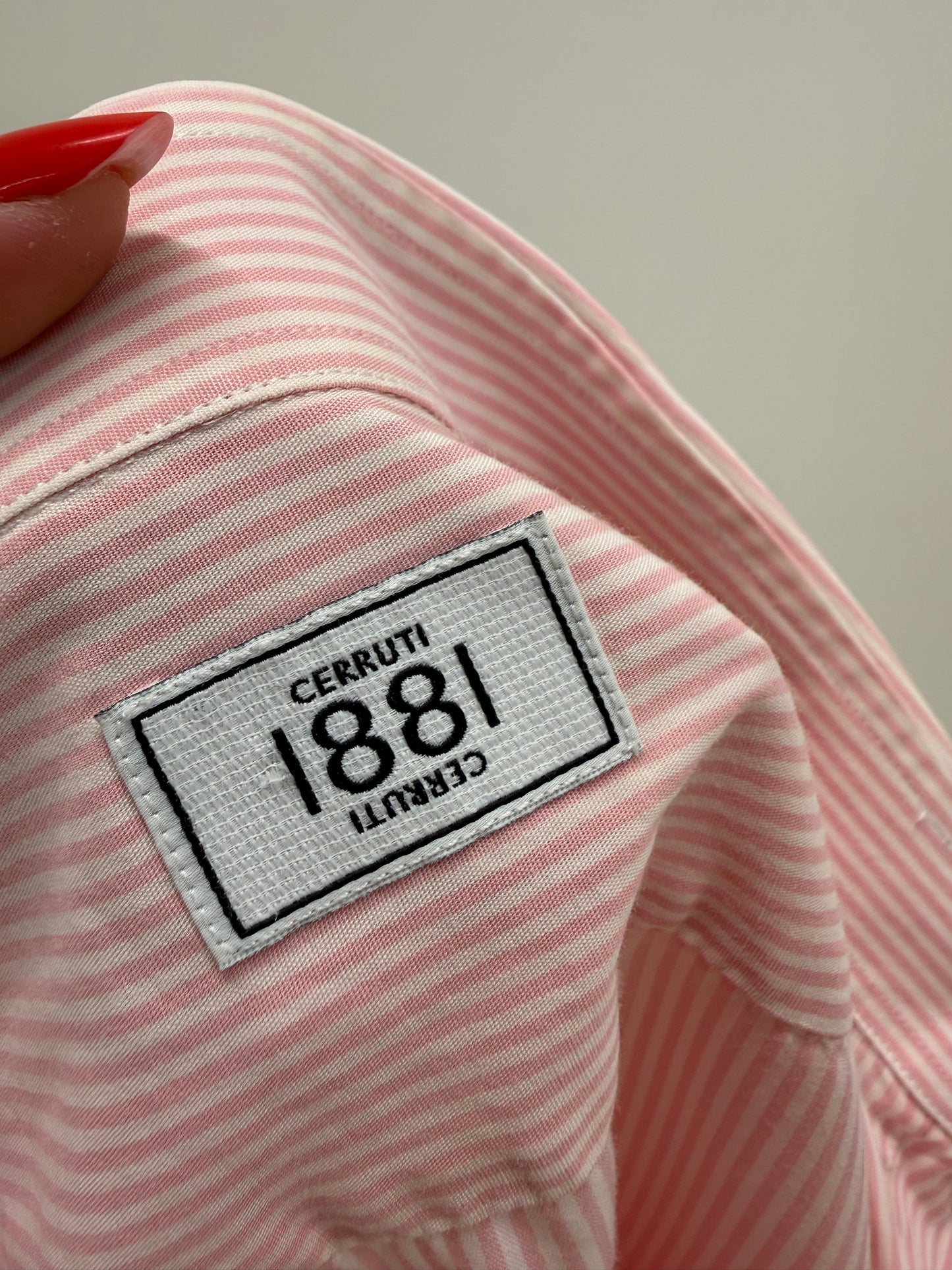 Cămașa vintage luxury Cerutti în dungi fine powder Pink și croi actual