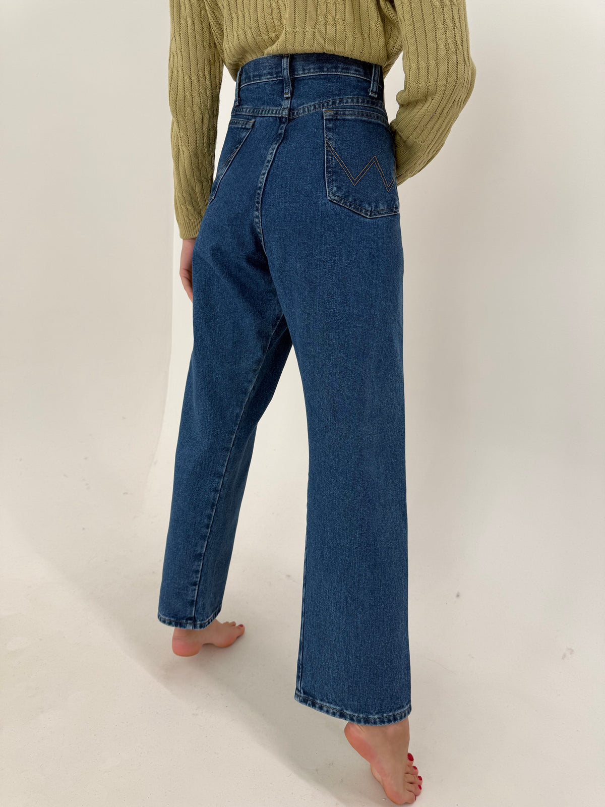 Jeans vintage indigo wash plus size straight leg din bumbac gros