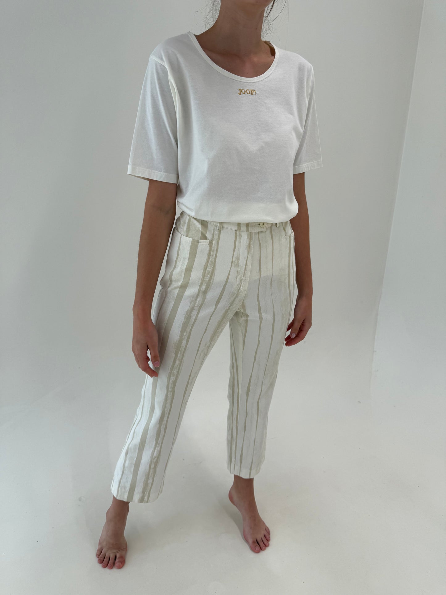 Pantaloni luxury Luisa Spagnoli ultra confort petite din bumbac premium