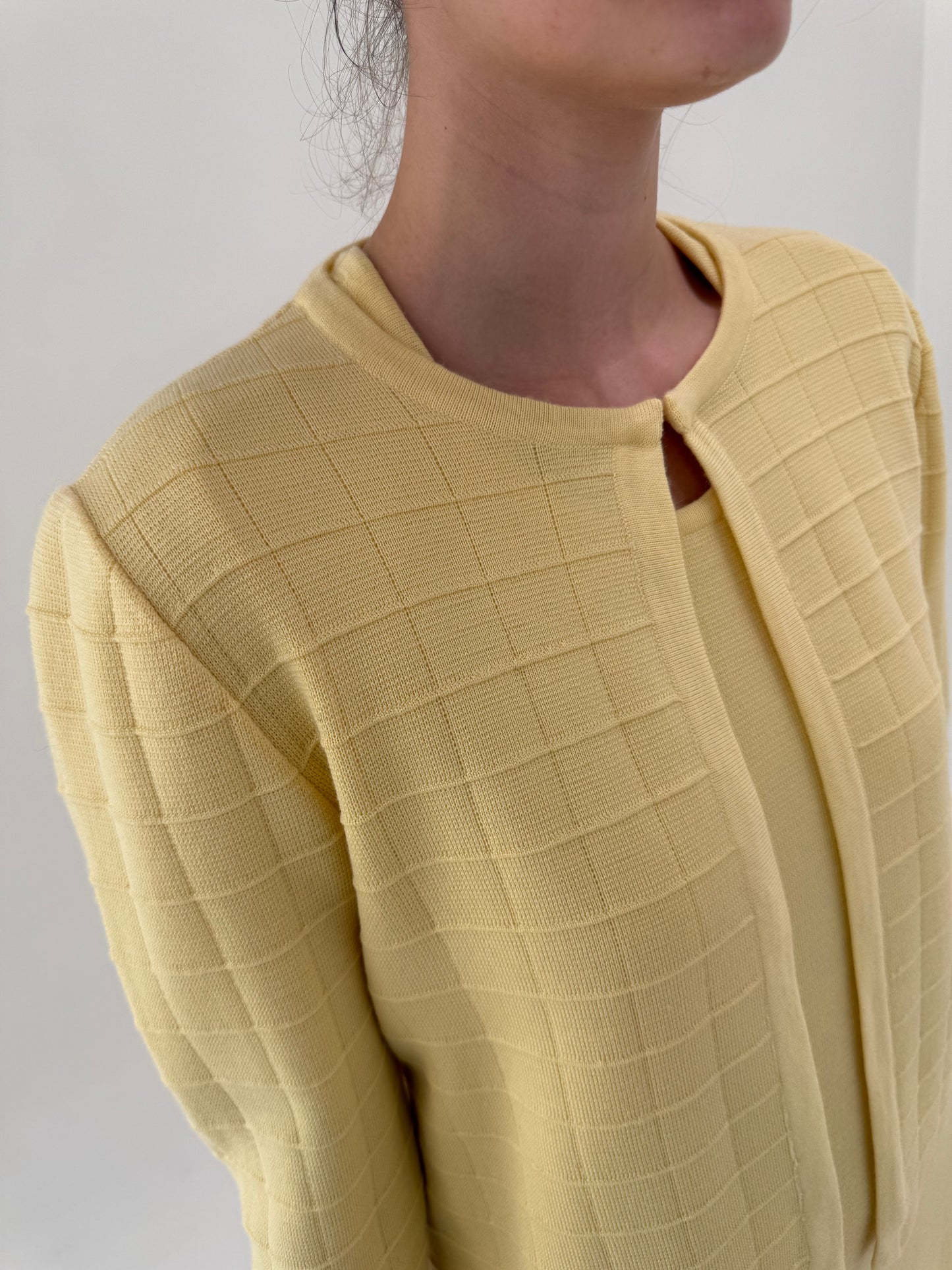 Set butter yellow din primăvară din jerse subțire de lana merino și extrafina