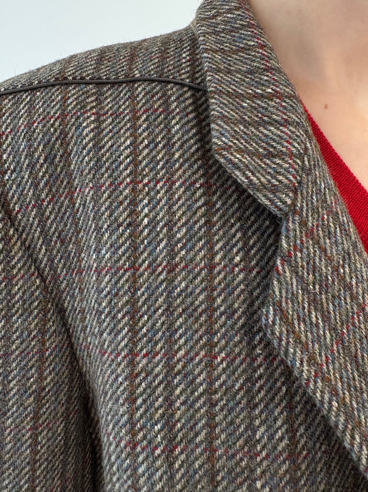 Sacou vintage luxury italian din tweed gros de lana, alpaka și mătase naturală