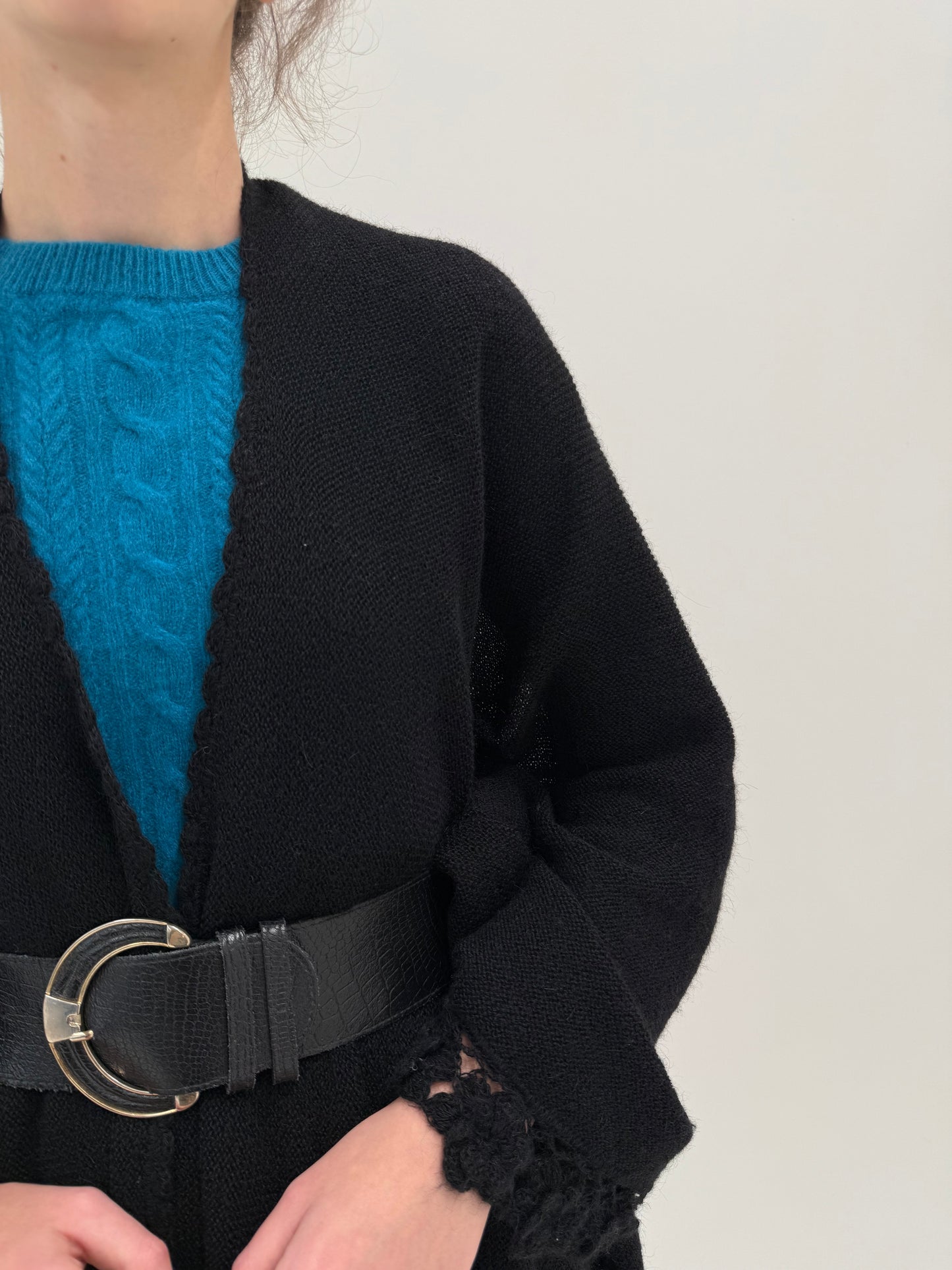 Capa luxury neagra din 100% alpaka hand made