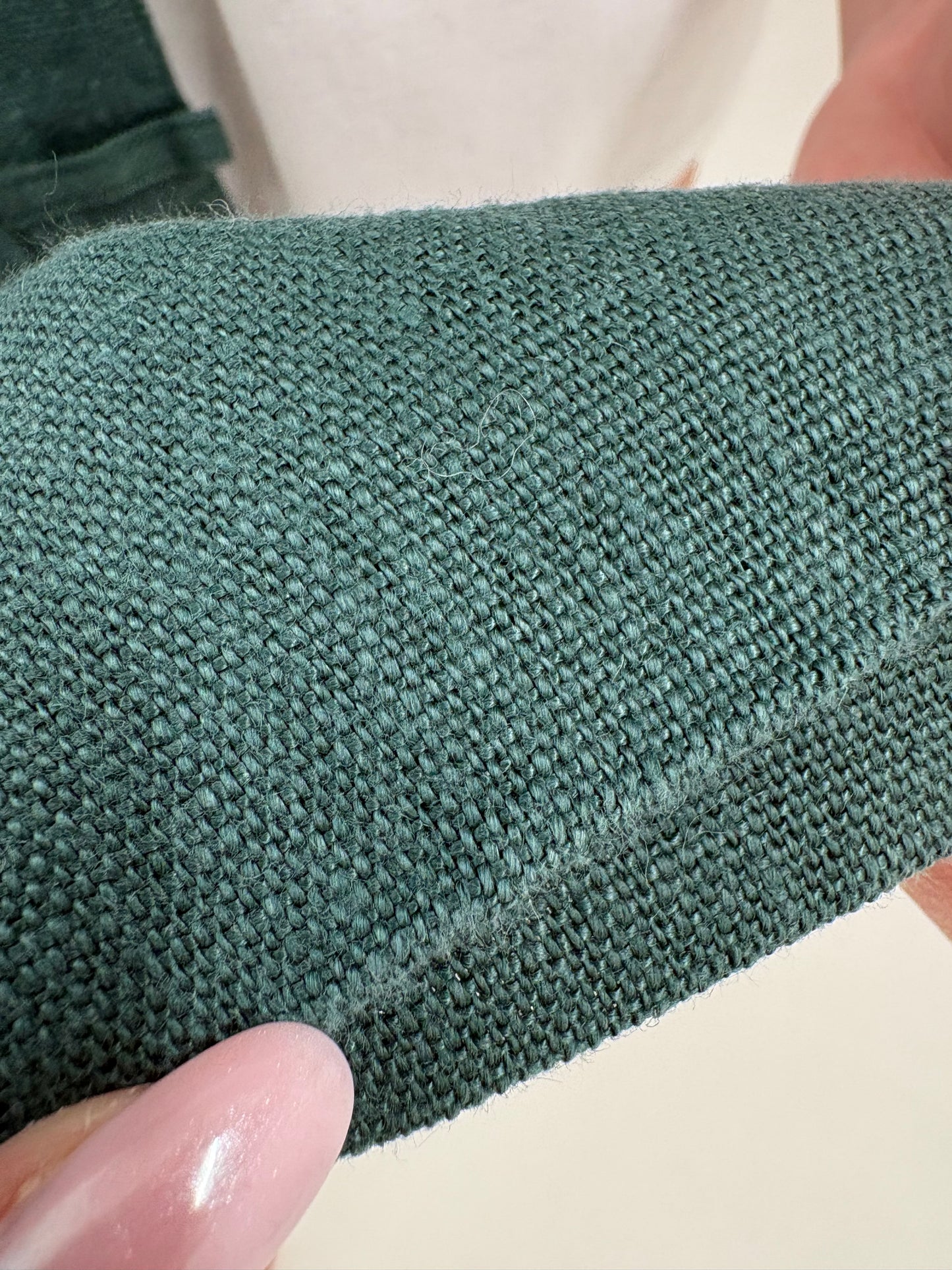 Pantaloni țigaretă din pânză de in dark green cu talie ultra înaltă