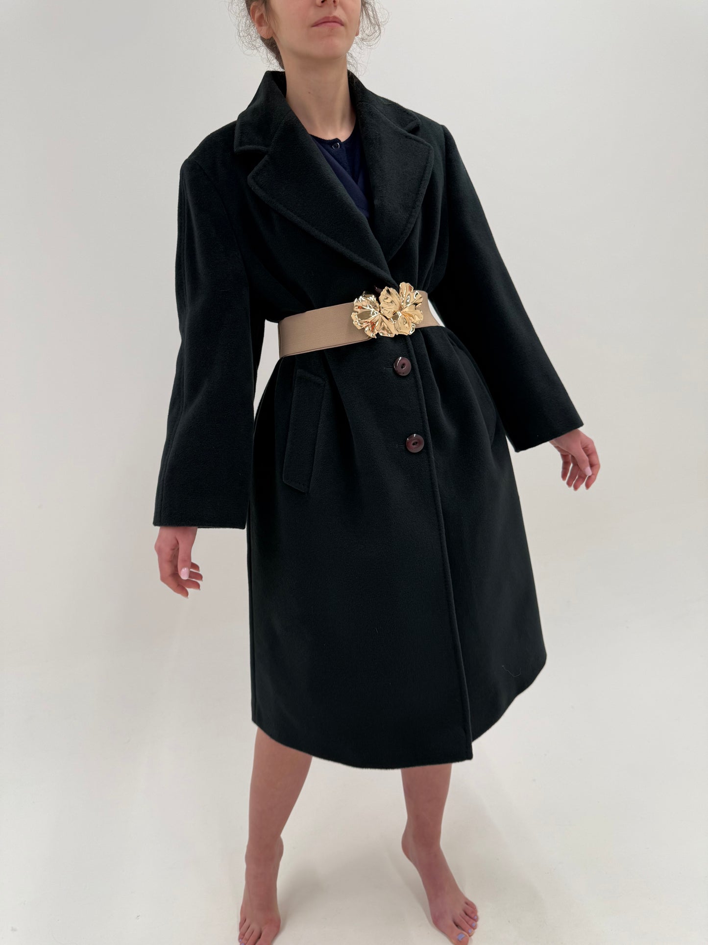 Palton ultra luxury Piacenza din stofă plină extrem de fină de lână forest green