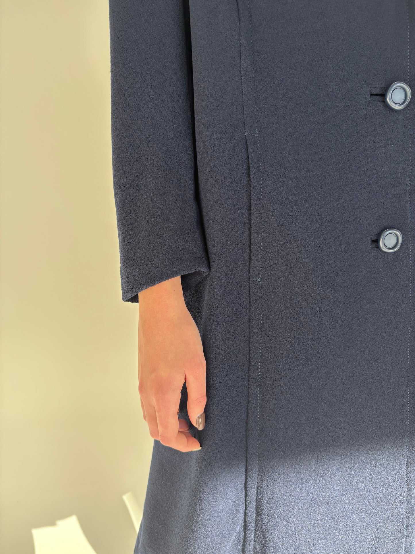 Palton vintage petite Navy blue din lana ușor structurată