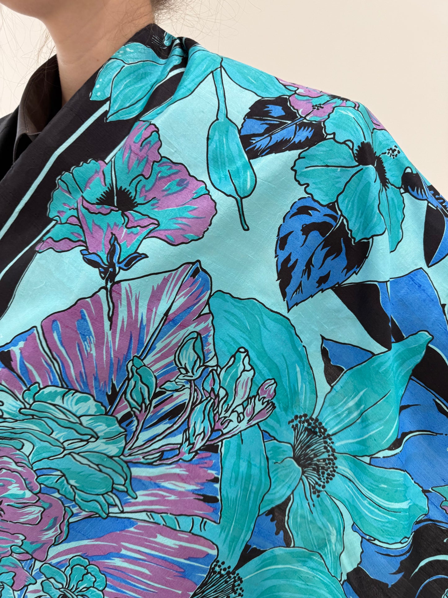 Eșarfă XL print floral superb din mătase naturală