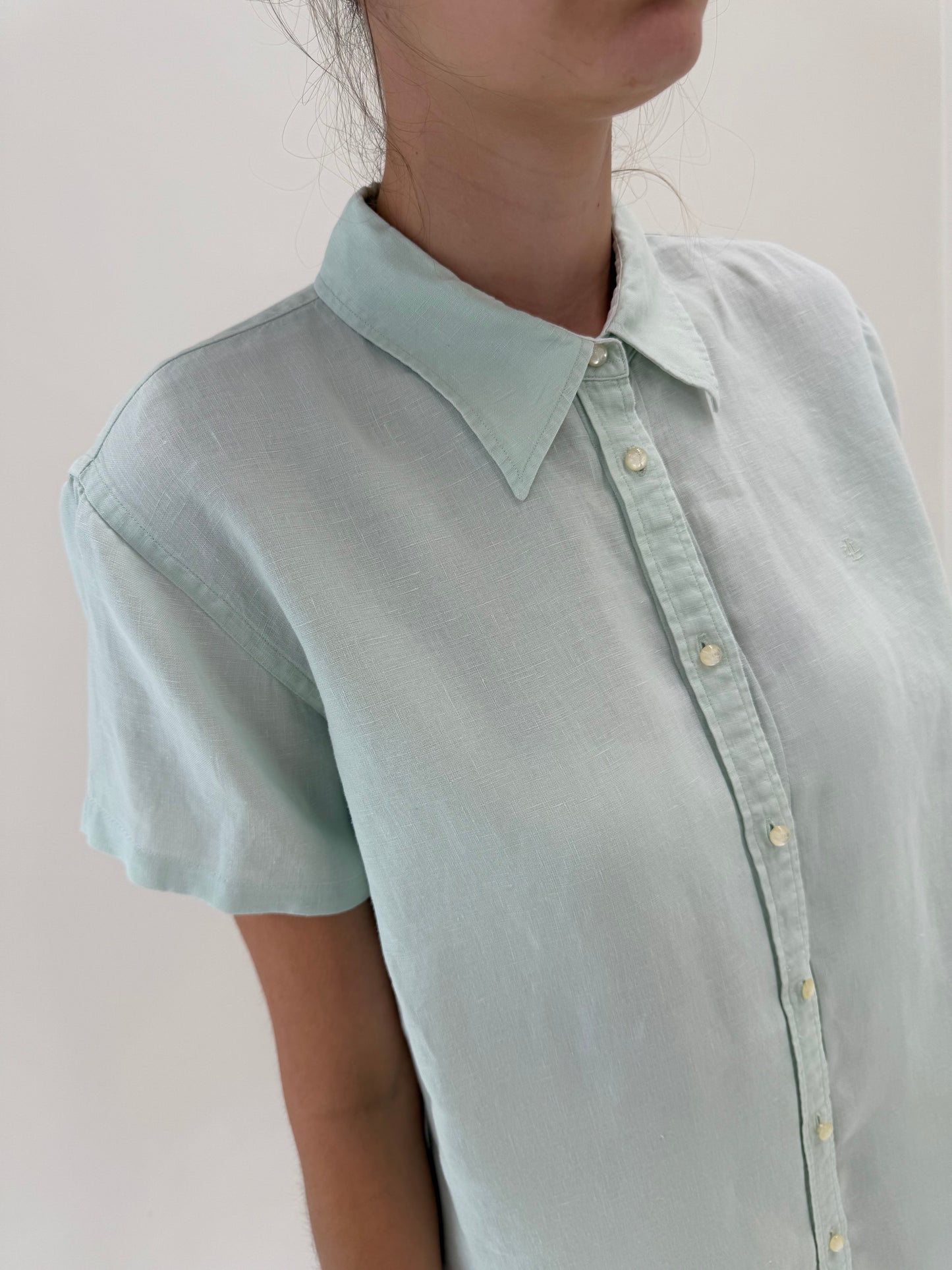 Camasa Ralph Lauren mint green pal din in în croi clasic