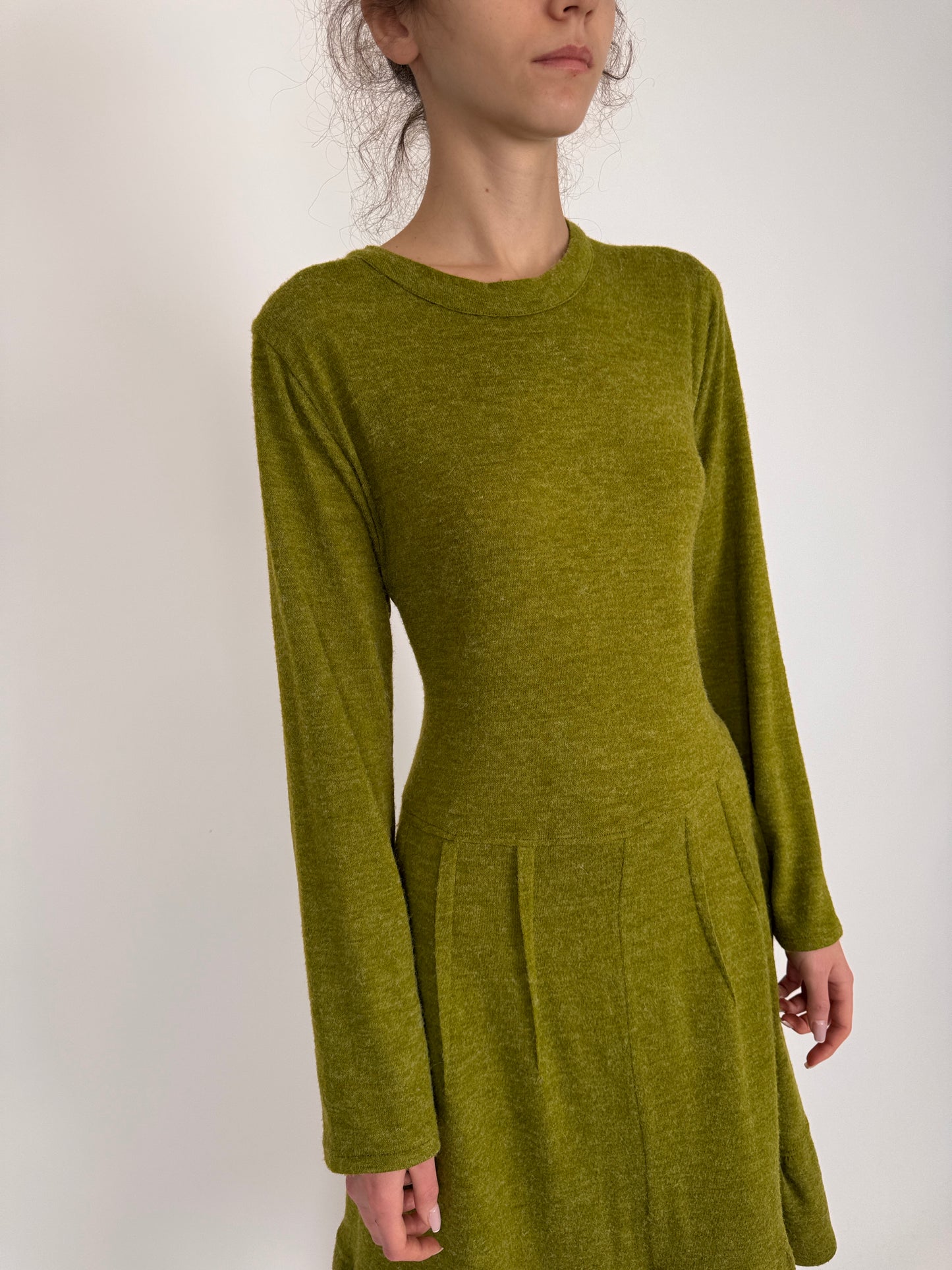 Rochie Olive green din lana extrafina