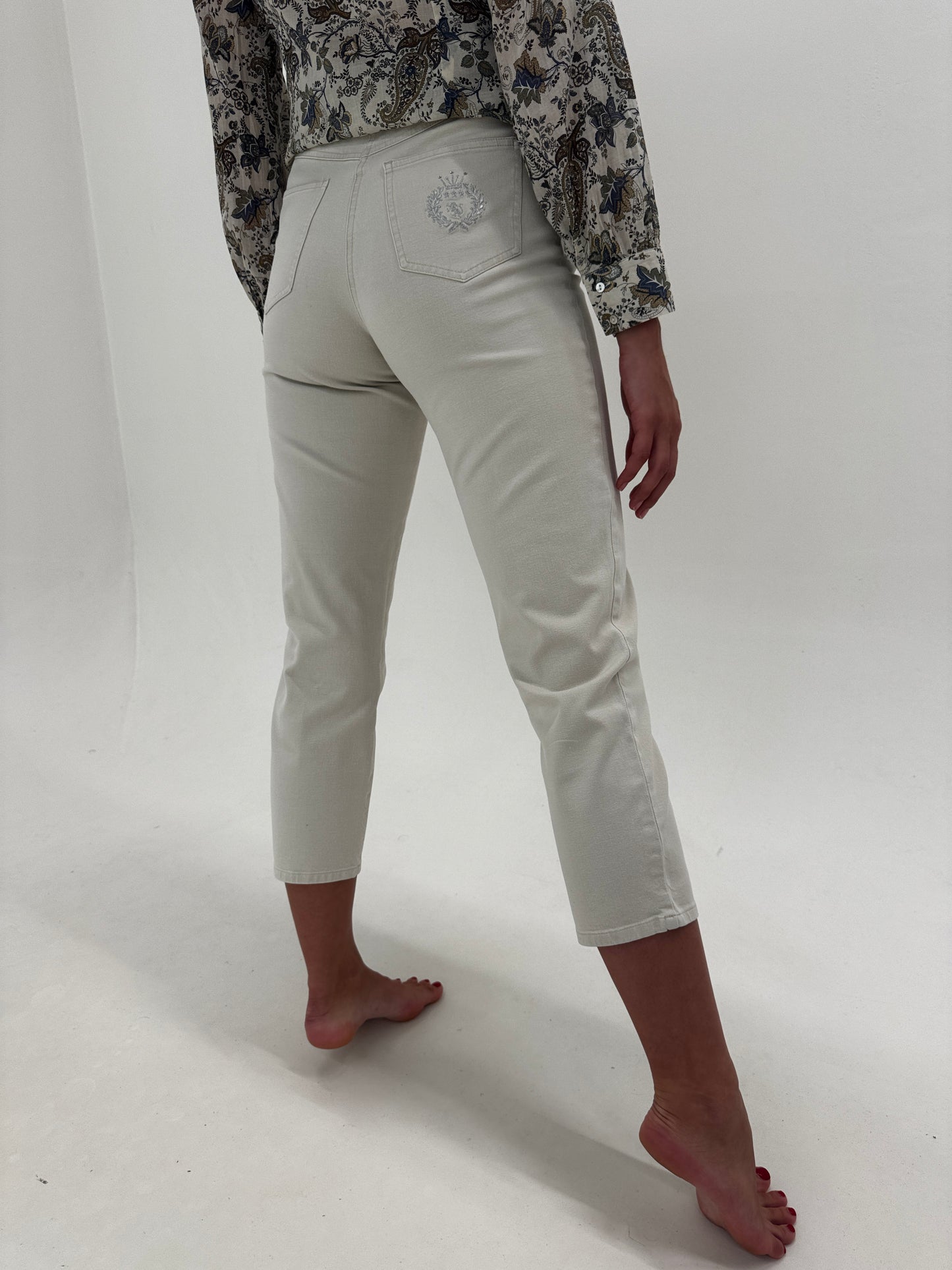 Jeans petite ultra confort modelatori cu talie înaltă silver gray