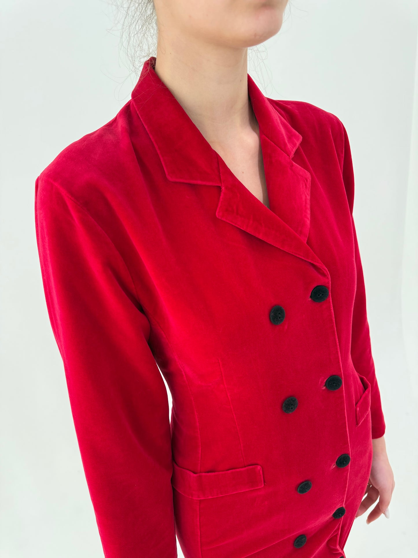 Rochie vintage tip sacou din catifea excepțională roșu superb