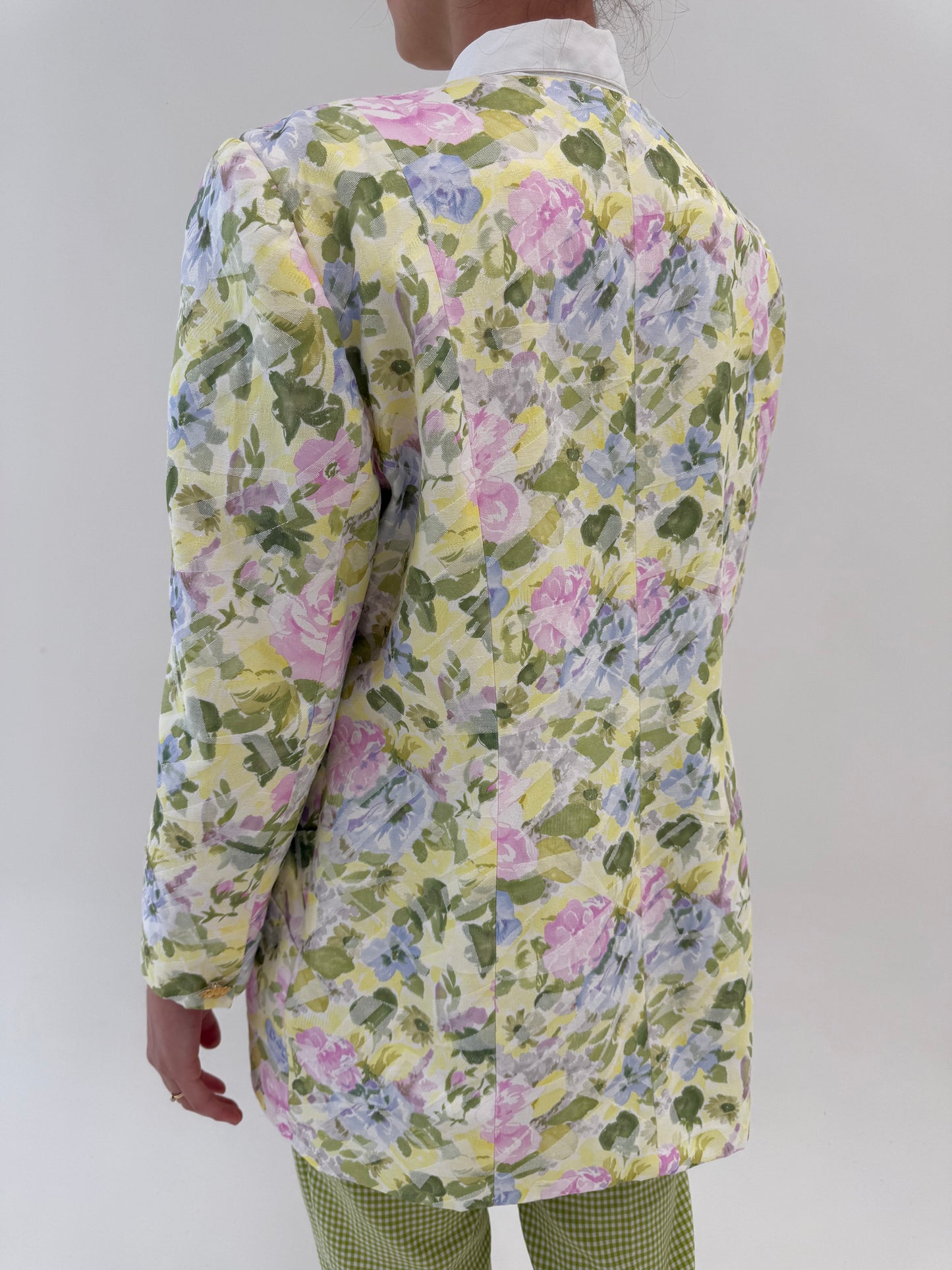 Sacou vintage din jacquard de bumbac cu print floral superb