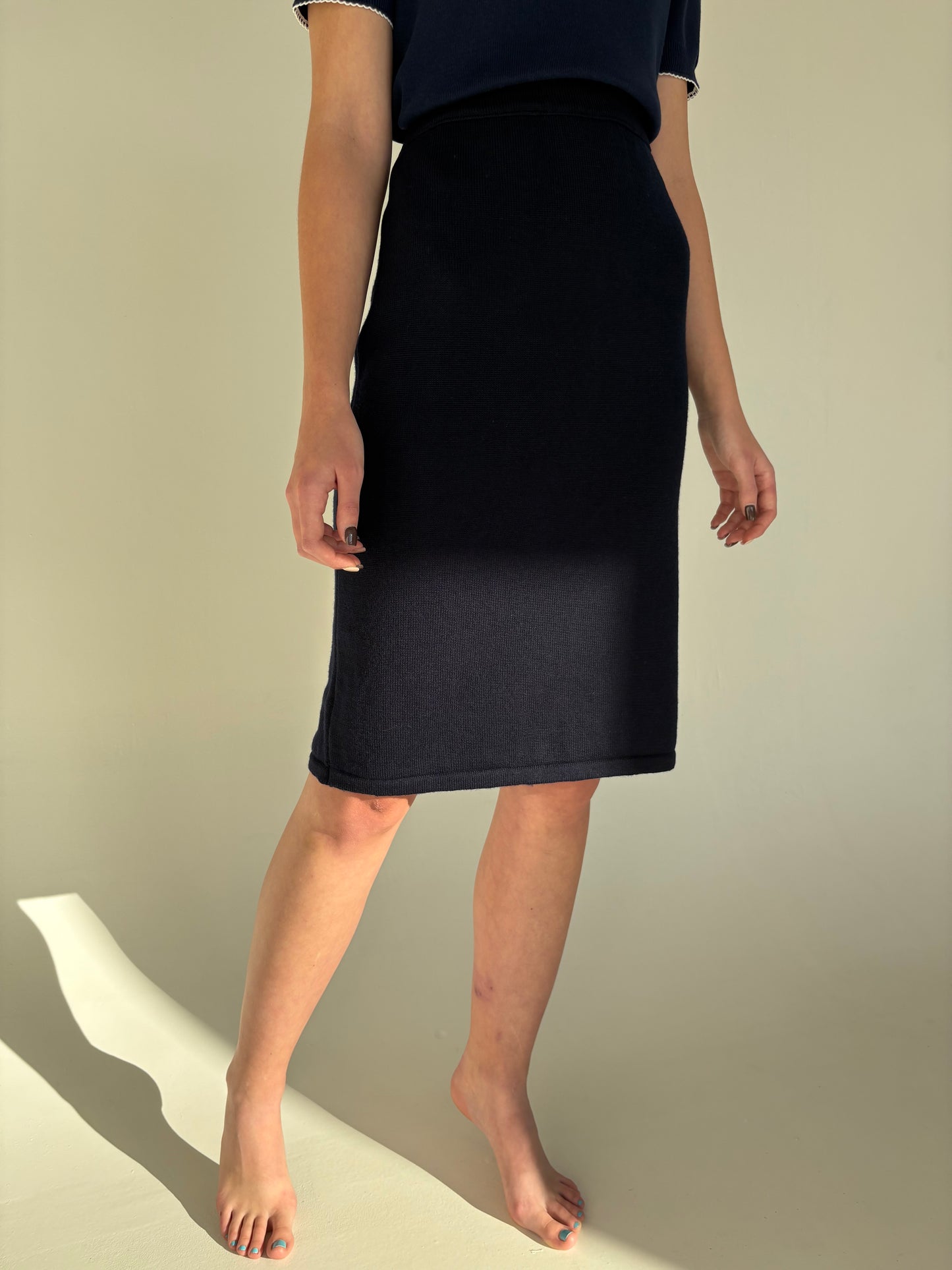 Fustă din jerse plin de lana merino extrafina