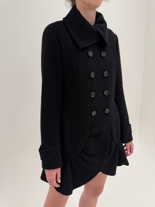 Palton Max Mara negru din lana extrafina în croi deosebit