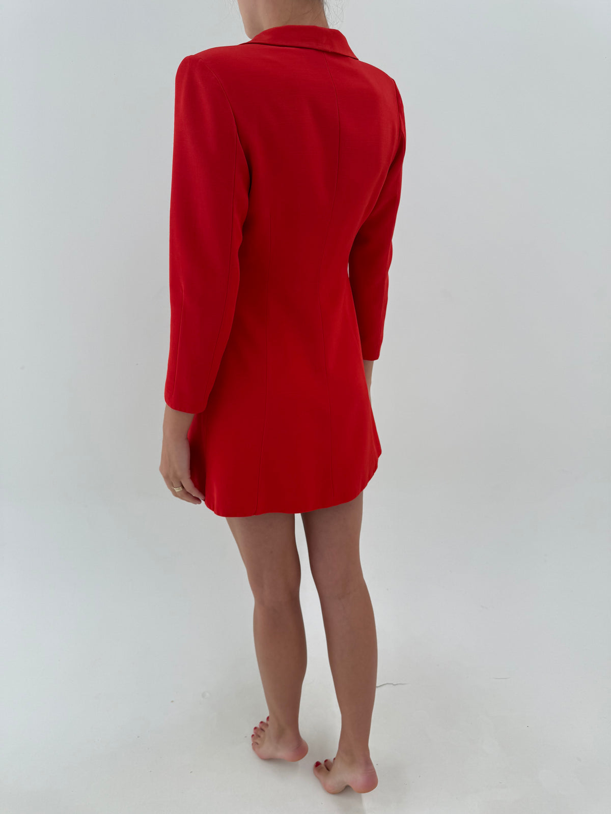 Rochie vintage din lana extrafina în croi cambrat tip sacou petite cu nasturi aurii
