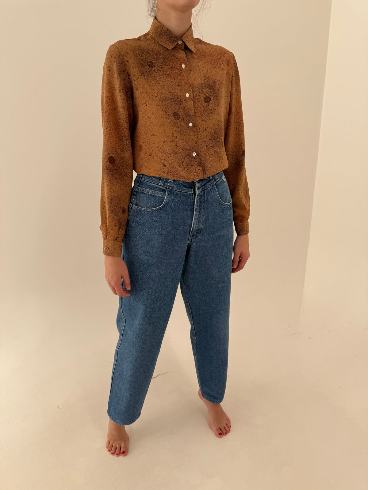 Jeans vintage tall Hugo Boss clasic wash mom fit cu talie ultra înaltă