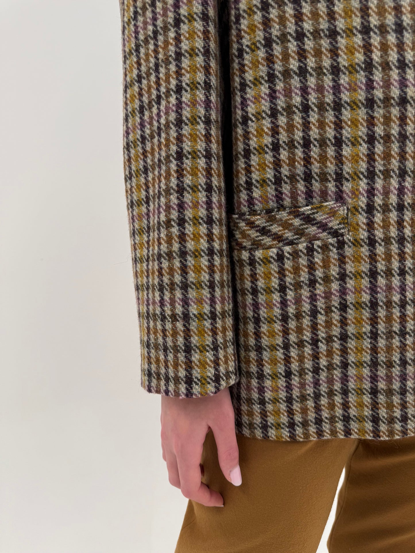 Sacou warm gray în culori superbe din tweed de lana