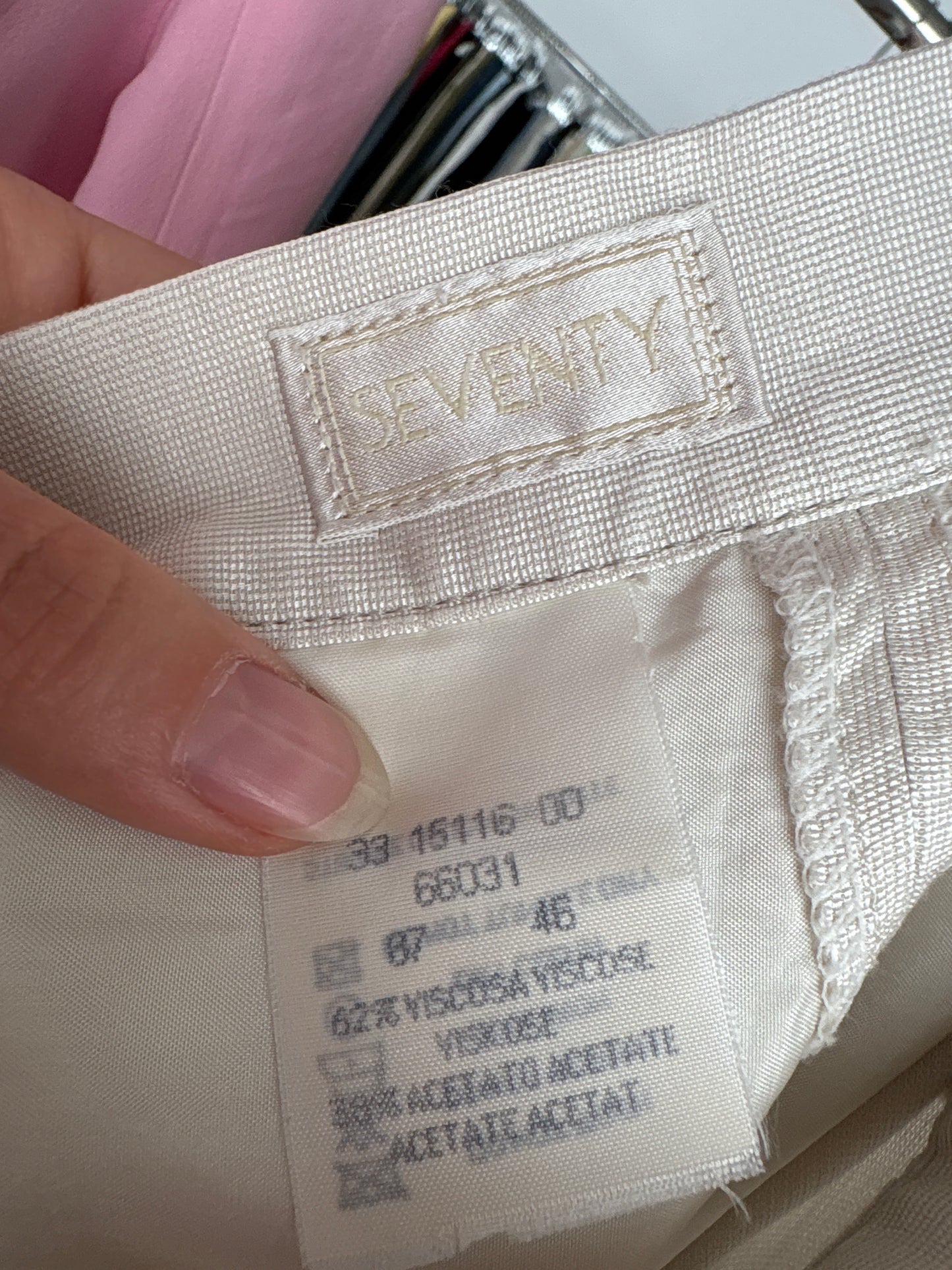 Pantaloni de brand super premium Seventy off white din pânză perlata