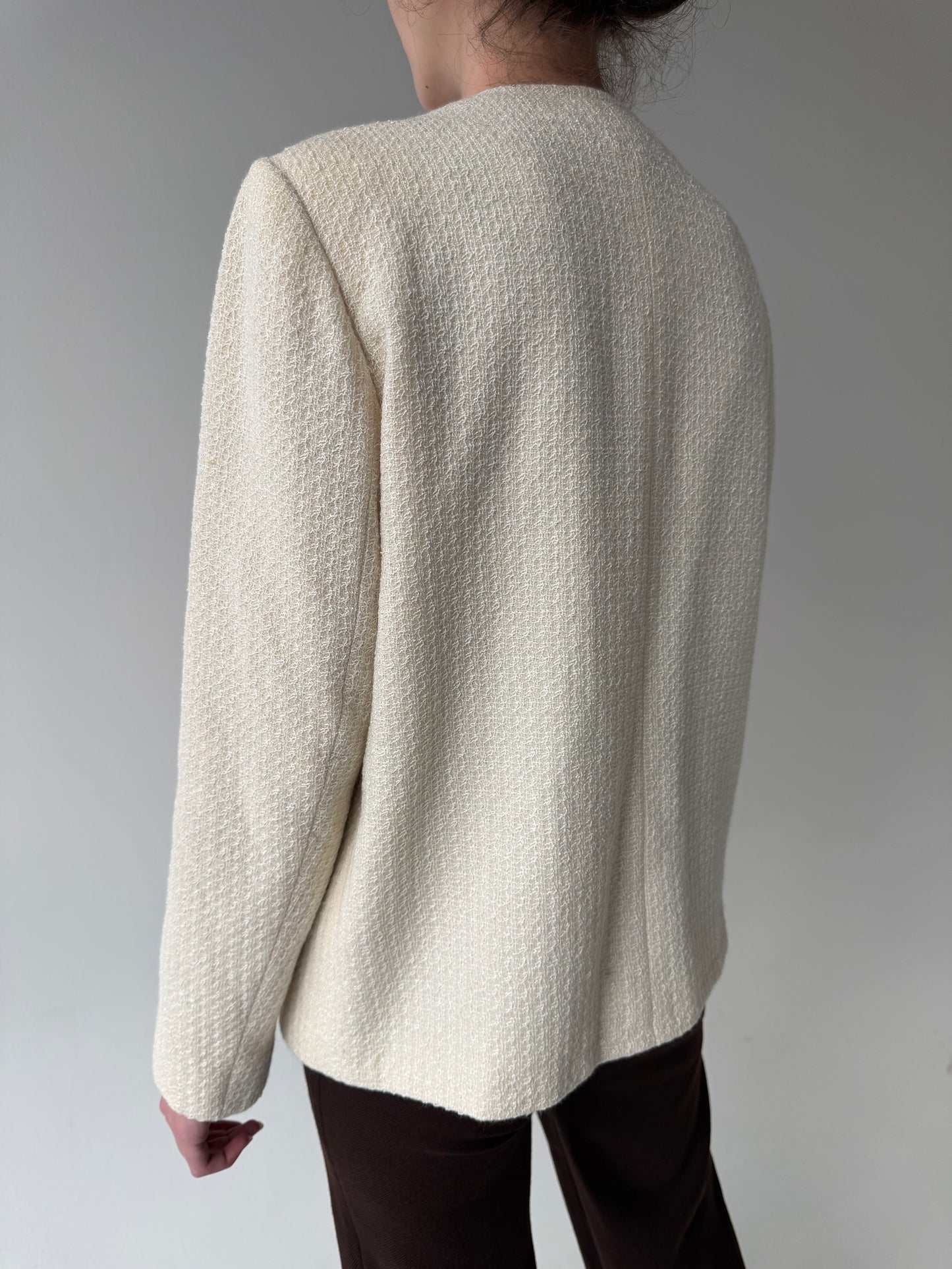 Sacou vintage italian în stil Chanel din tweed excepțional de lana