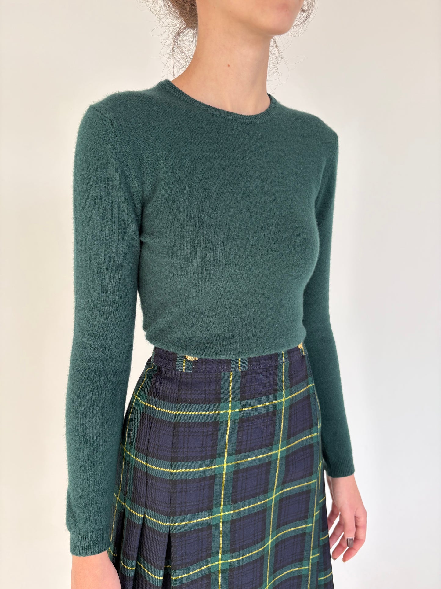 Pulover forest green din lana extrafina de gramaj mare