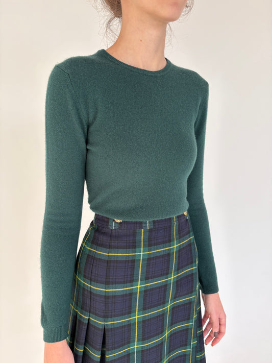 Pulover forest green din lana extrafina de gramaj mare