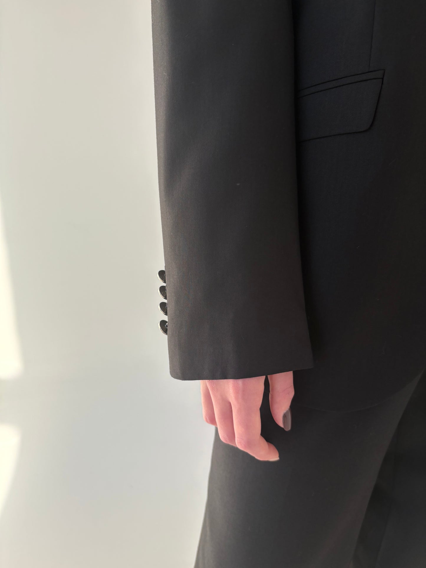 Sacou negru luxury de ocazie din stofă ultra fină super 120’s cu revere satinate