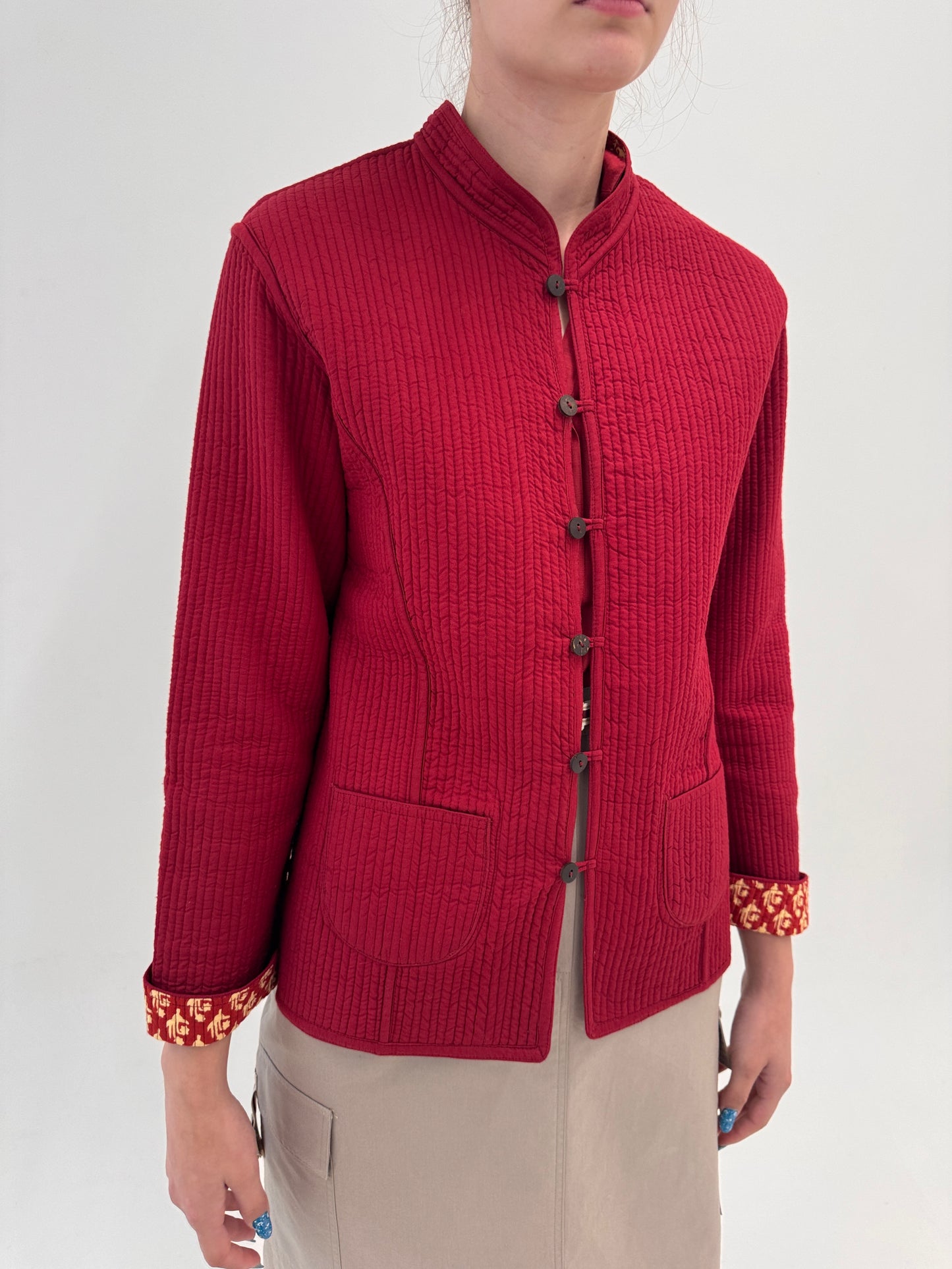 Jacheta din bumbac matlase cu 2 fete dark cherry red