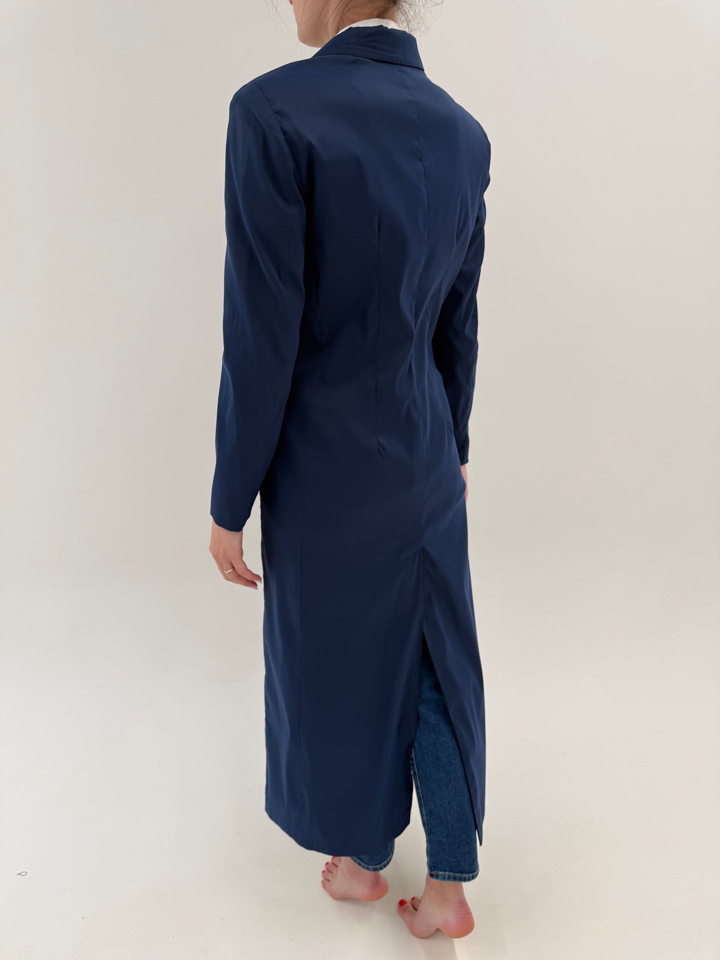Pardesiu ultra subțire in croi super lung cambrat Navy blue