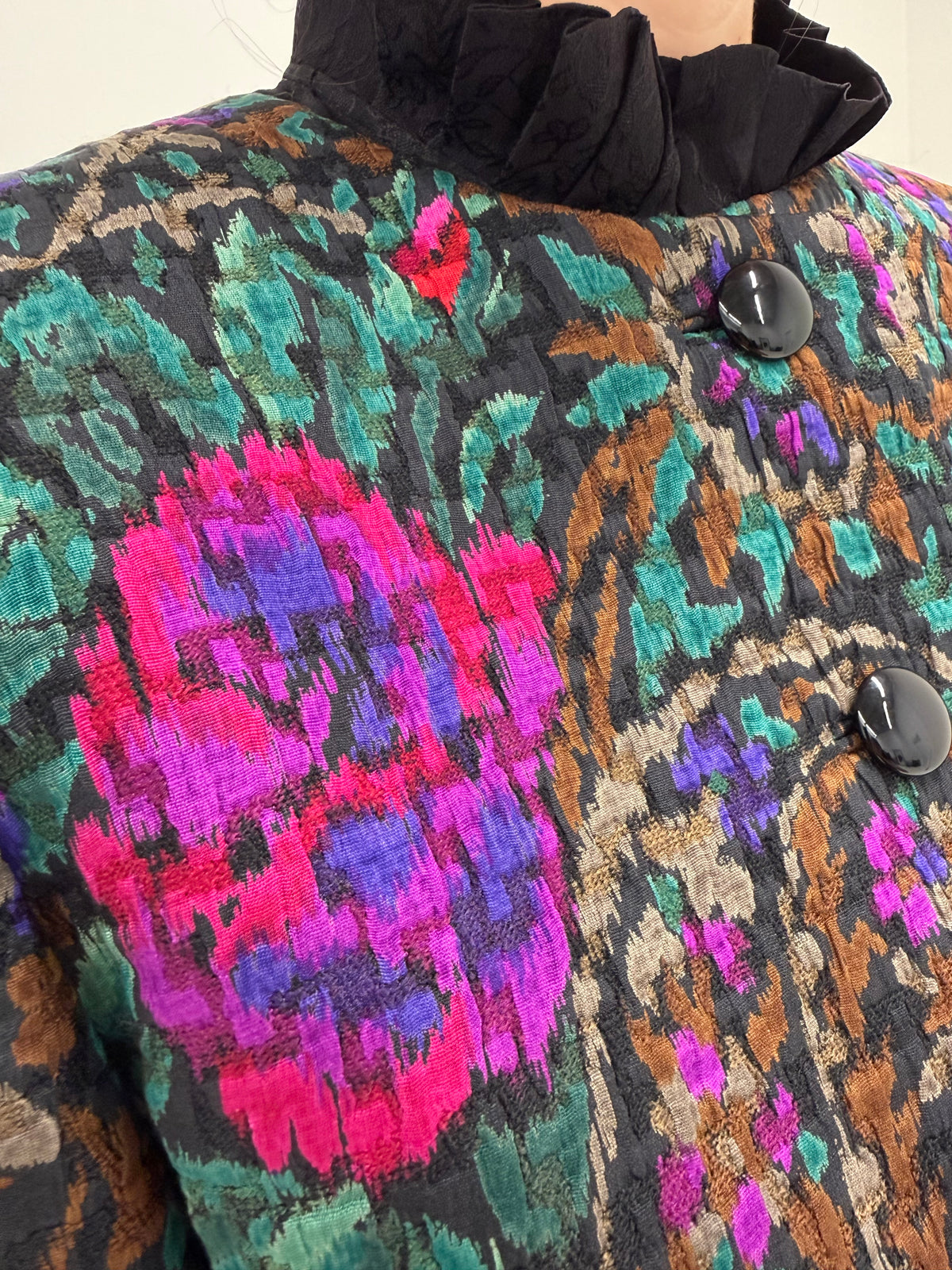 Sacou vintage spectaculos din mătase naturală și lana în croi ultra cambrat