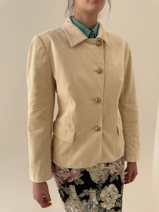 Sacou butter white ușor cambrat din catifea premium confort