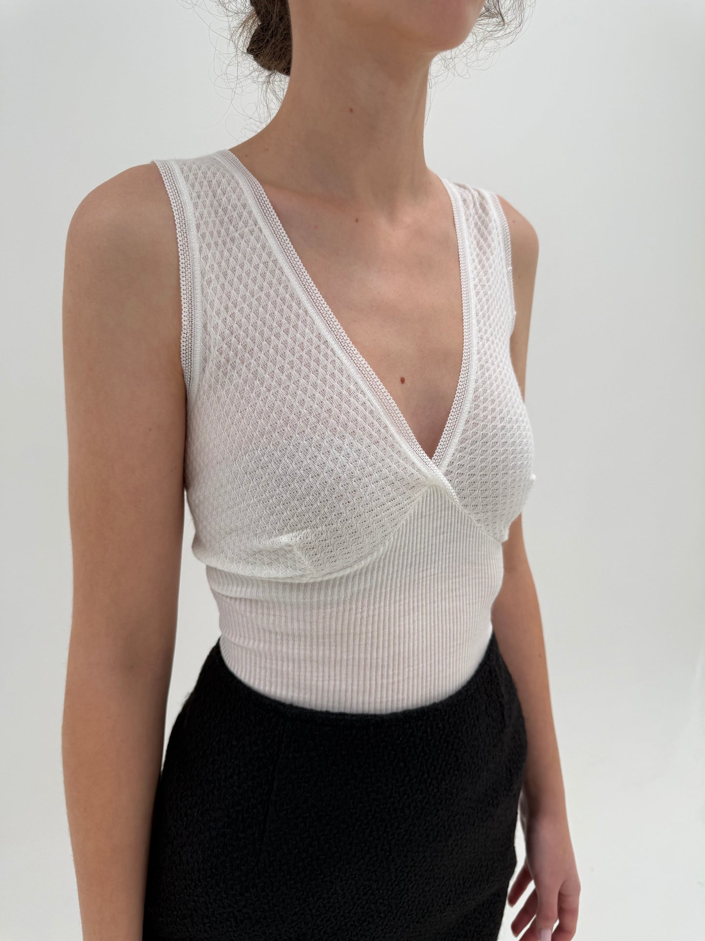 Top lung cambrat italian tip furou din lana extrafina irestringibila