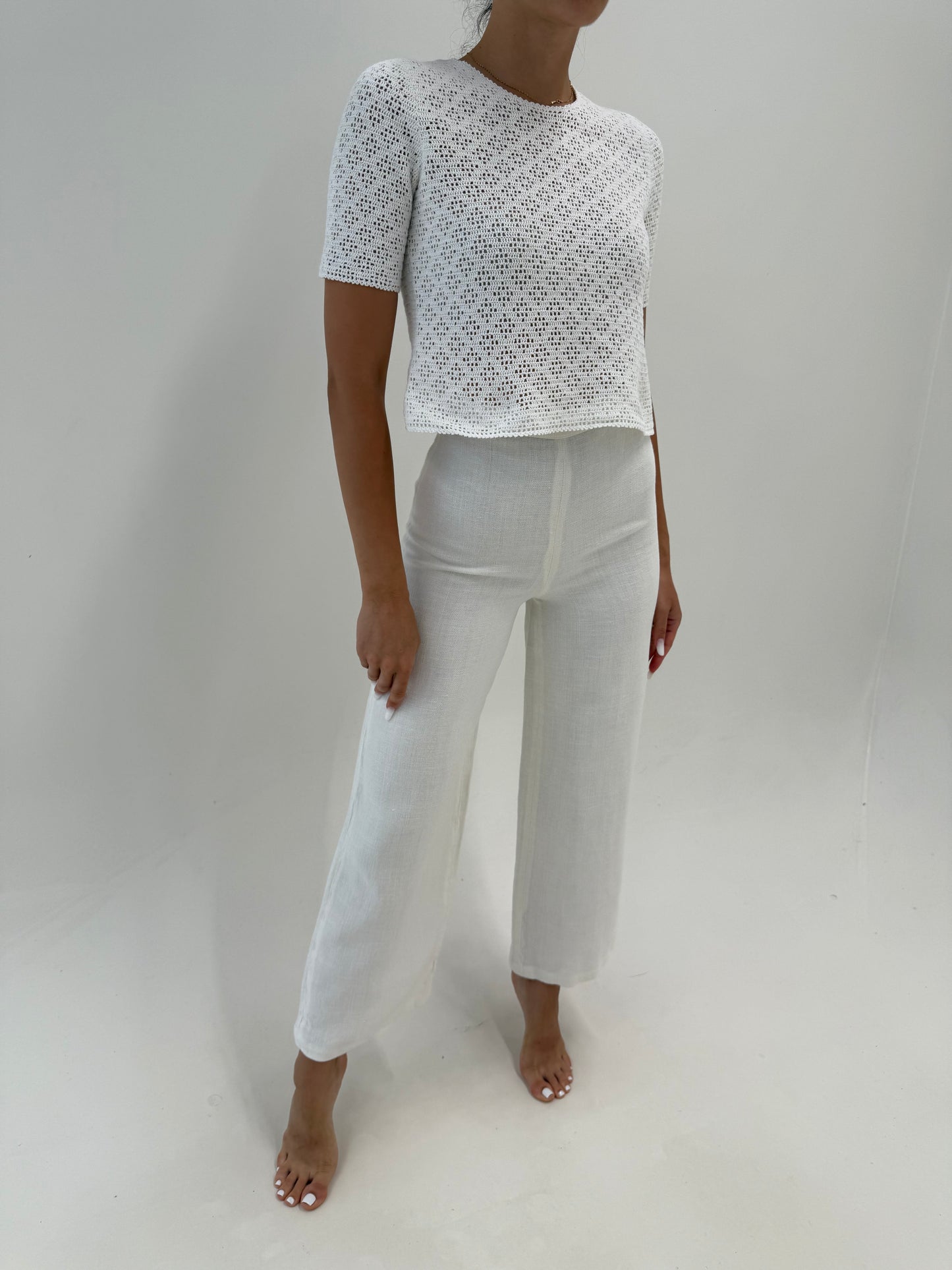 Pantaloni luxury Iceberg palazzo din pânză excepțională de in cu talie extrem de înaltă