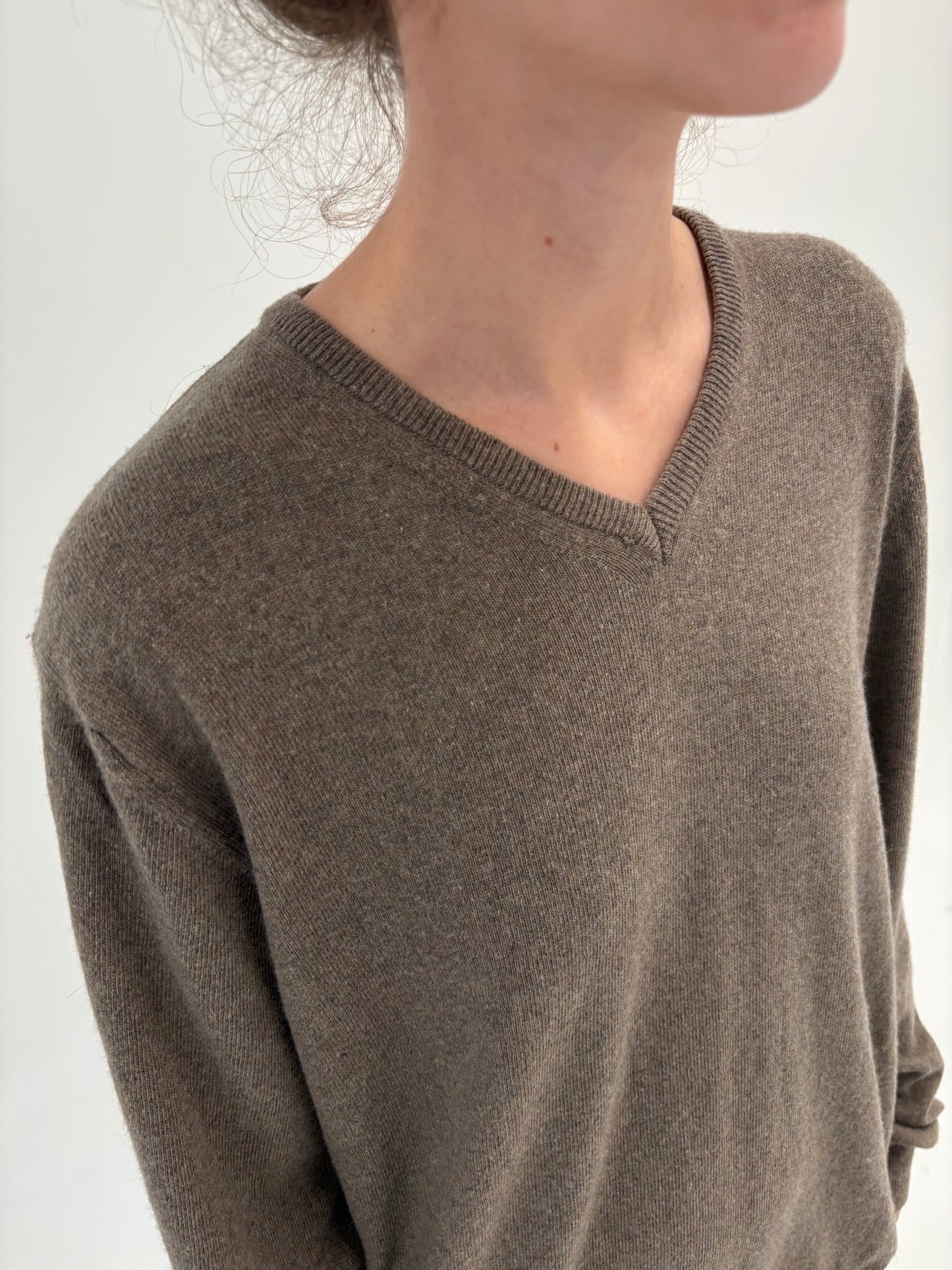 Pulover dark nude în anchior din lana merino extrafina de gramaj mare