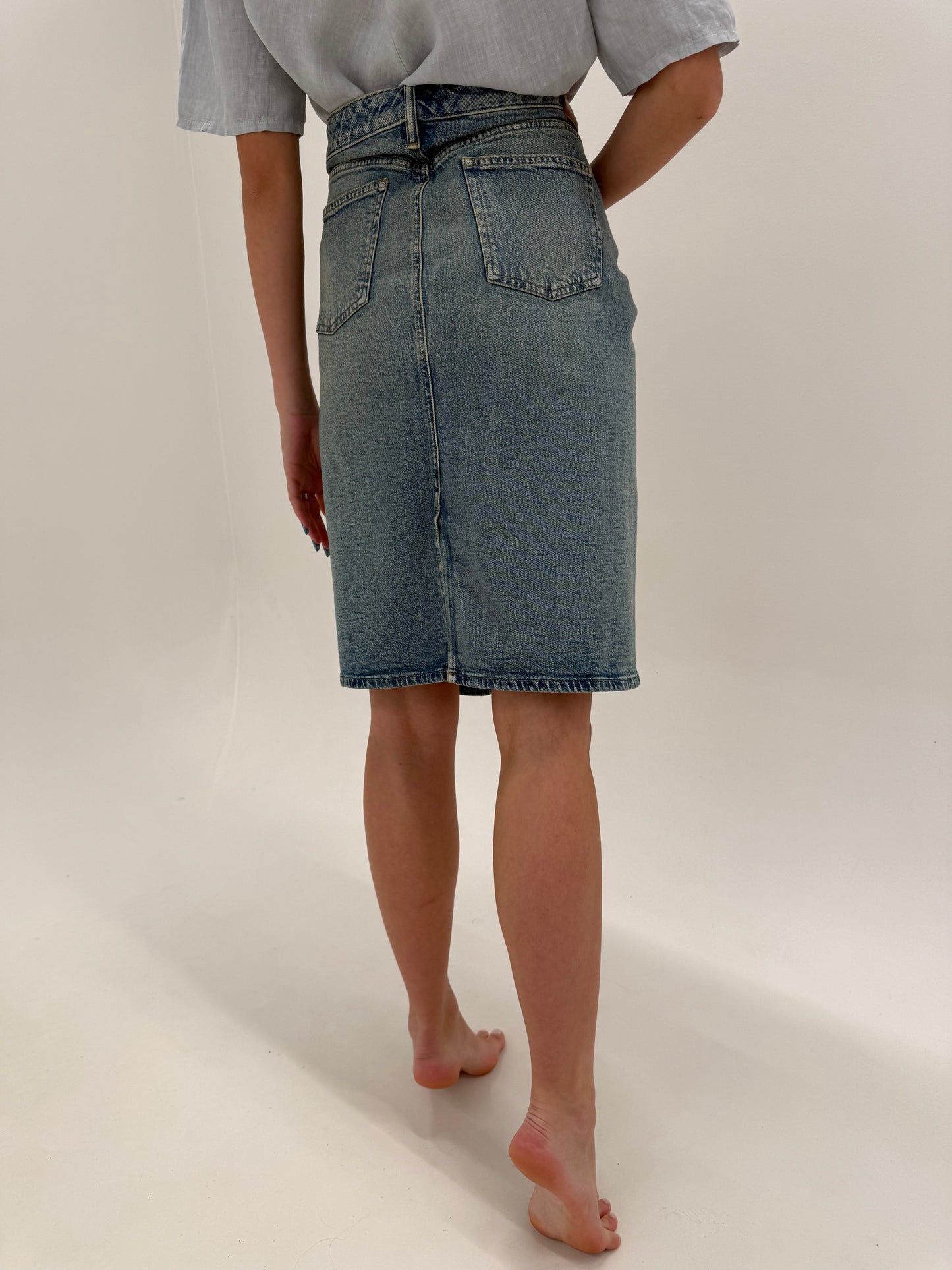 Fustă Ralph Lauren din jeans moale de vară ultra confort