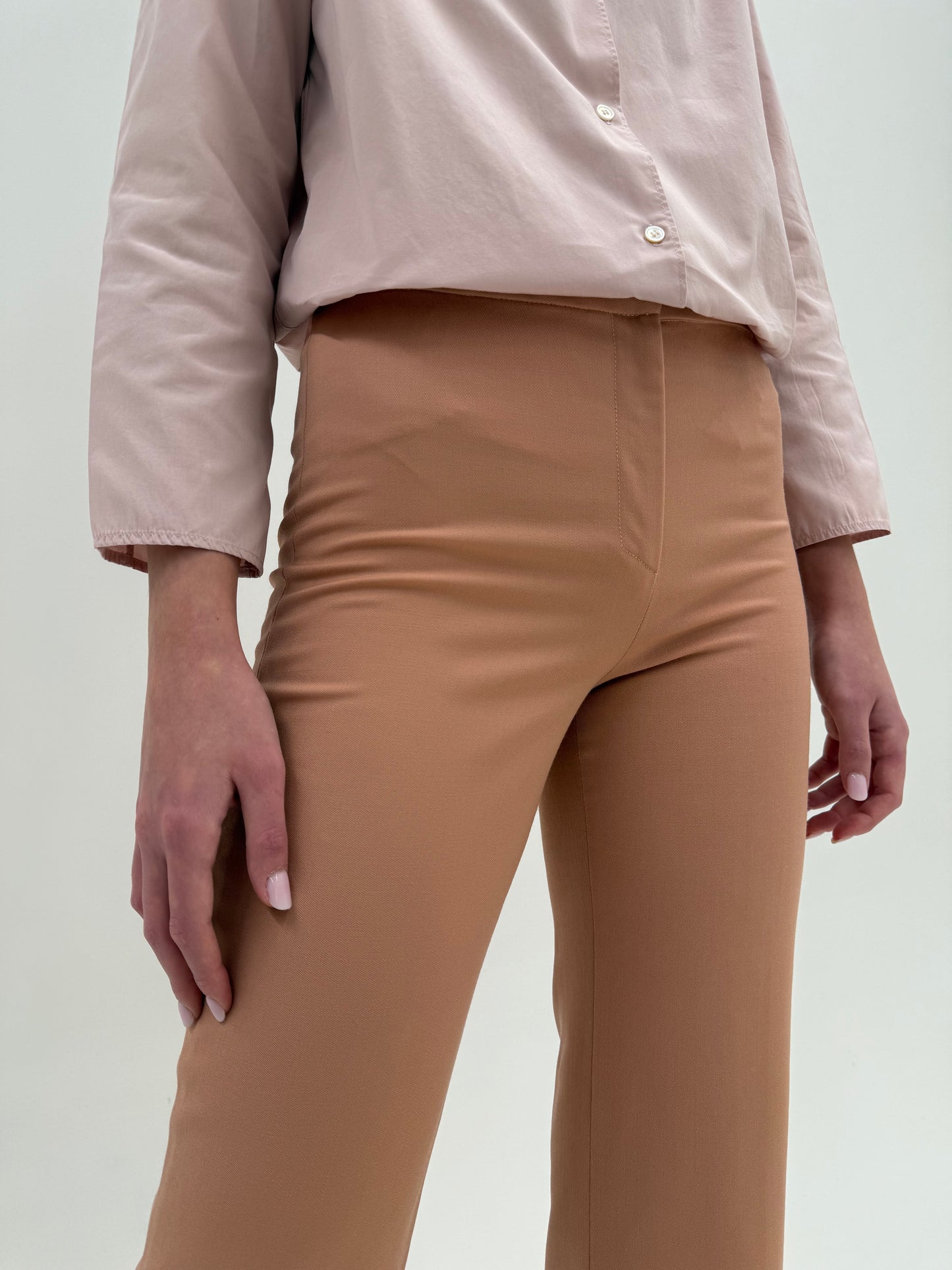 Pantaloni vintage Versace nude pink din stofă de lana extrafina