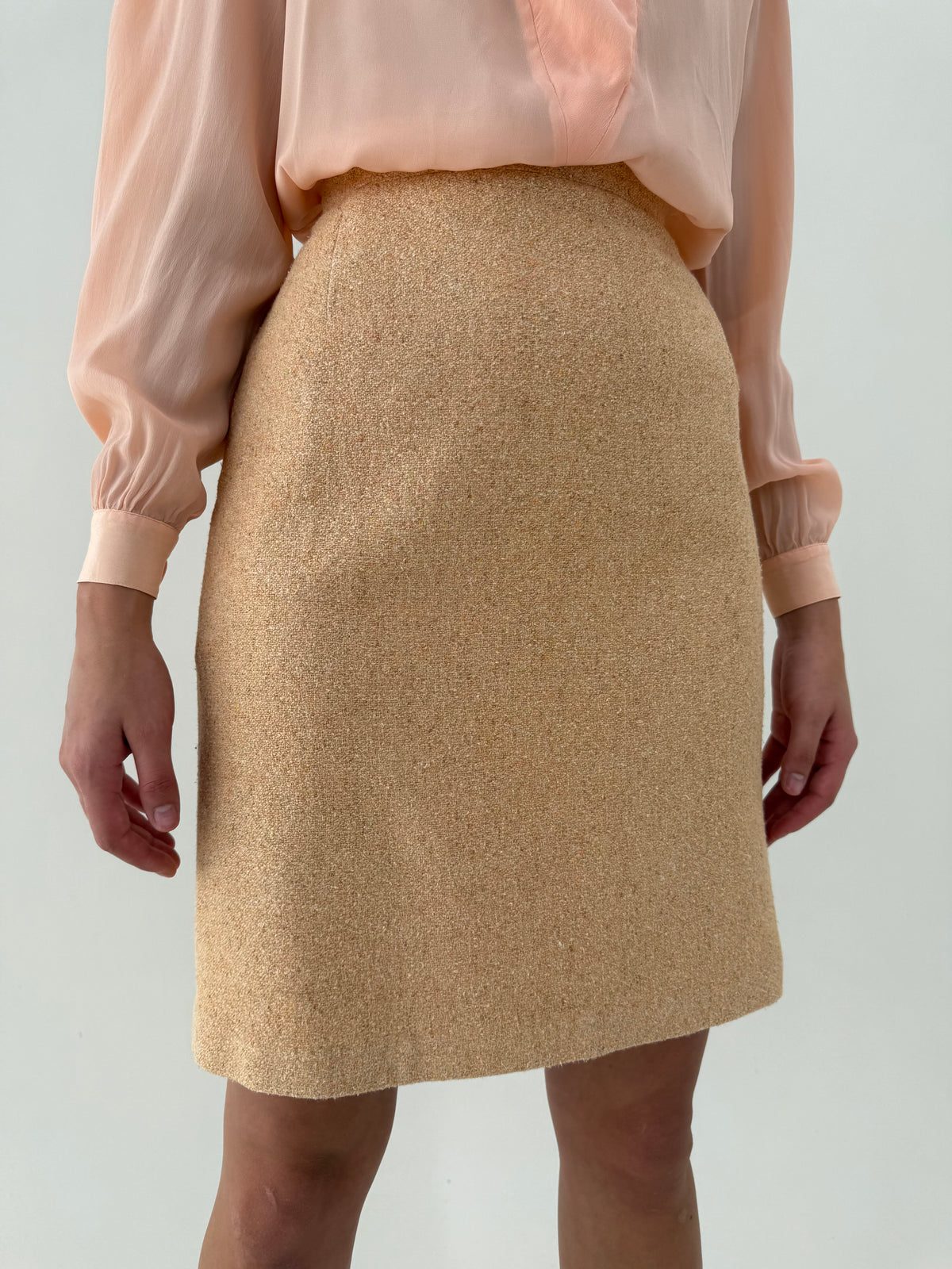 Deux piece vintage luxury din tweed Donegal 100% mătase naturală