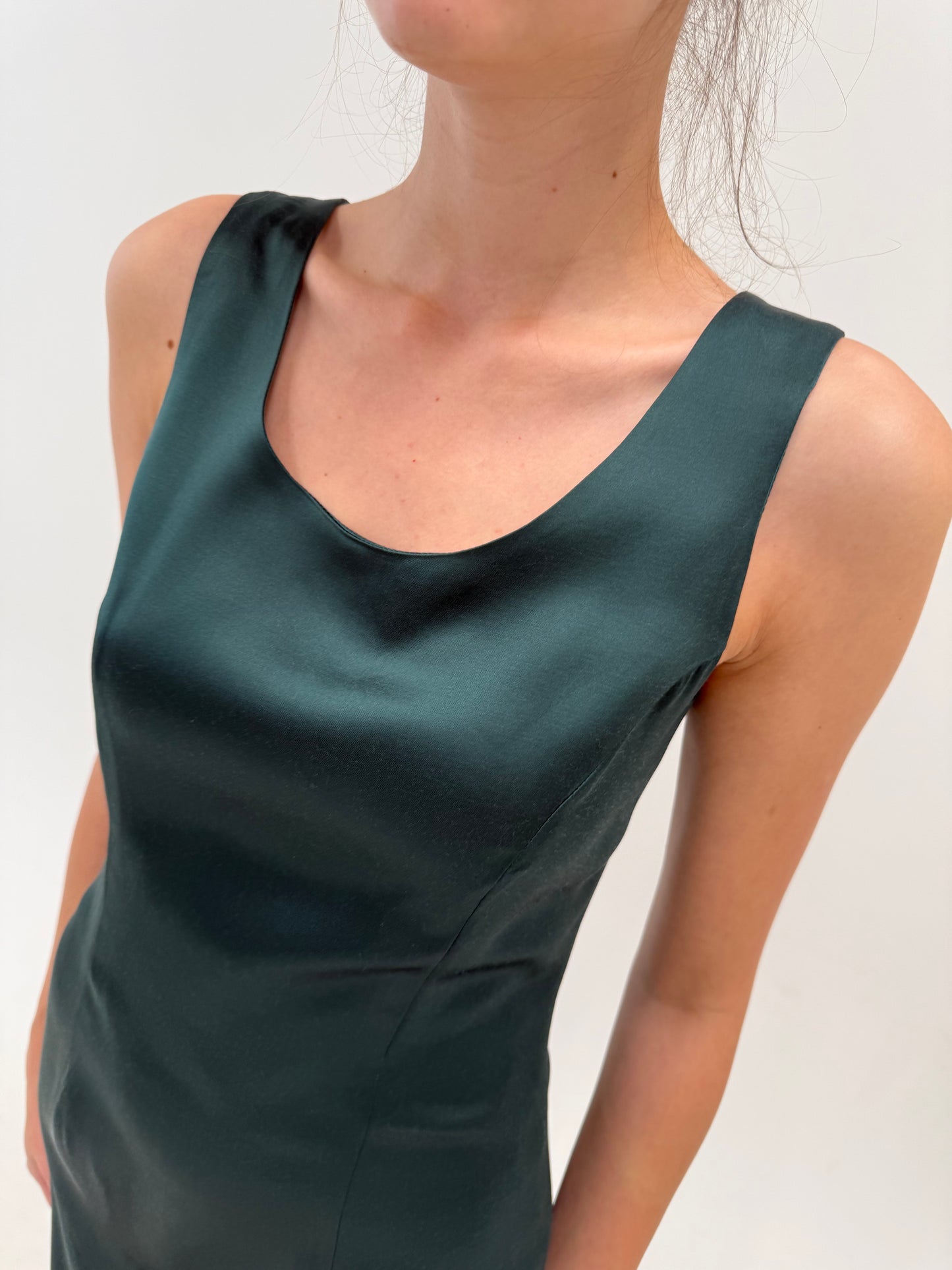 Rochie luxury vintage Laura Biagiotti din mătase naturală plină dark green
